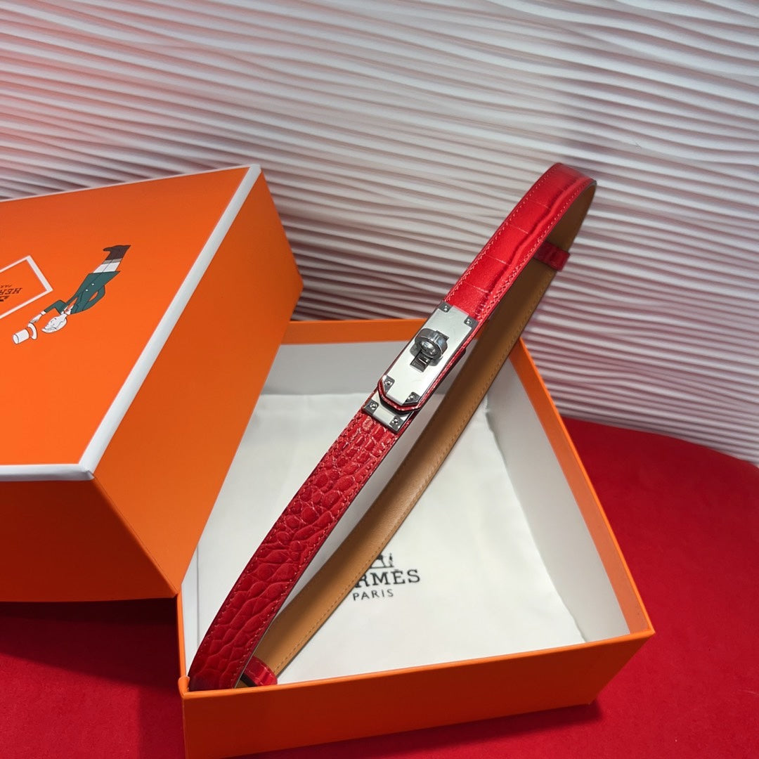 Hermes* 25SS 1.8 Crocodile Pattern Belt