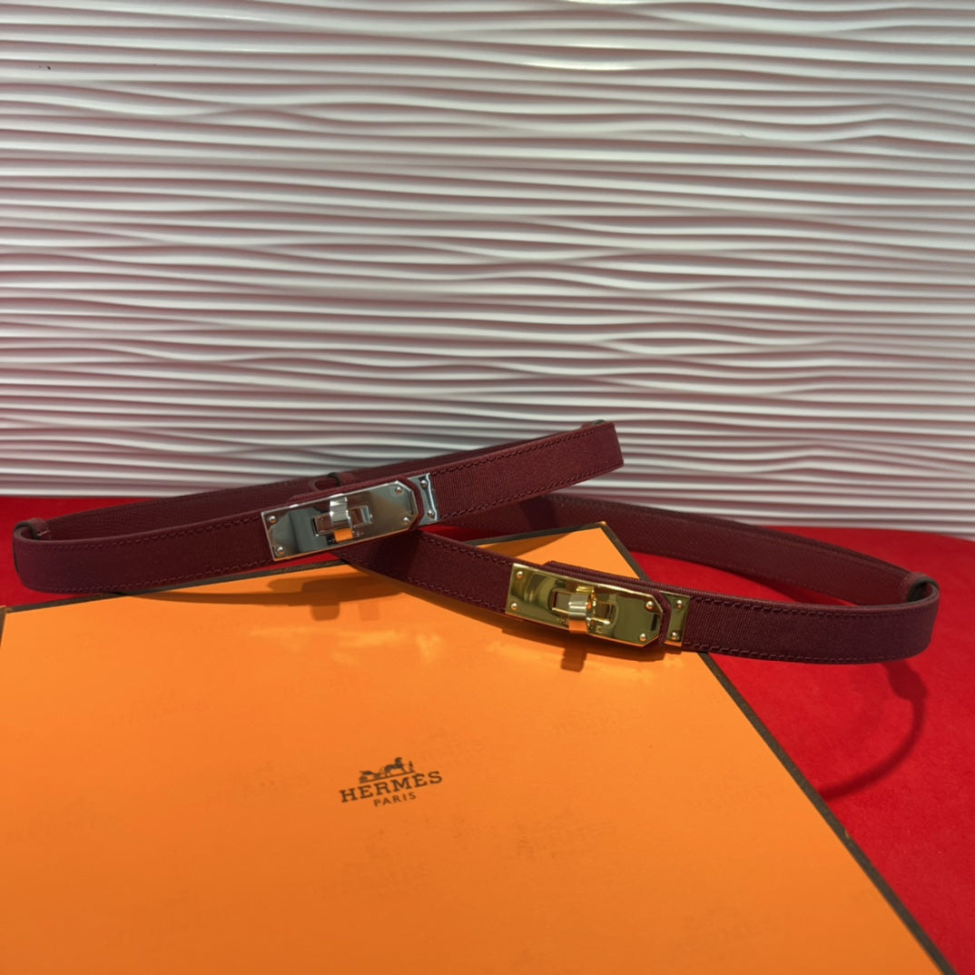 Herme* 25SS leather + cloth belt