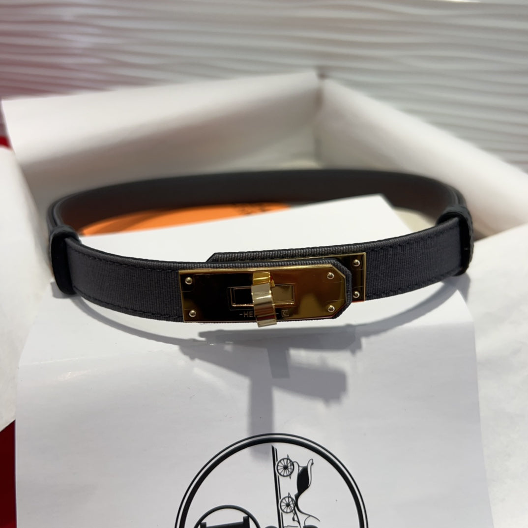 Herme* 25SS leather + cloth belt