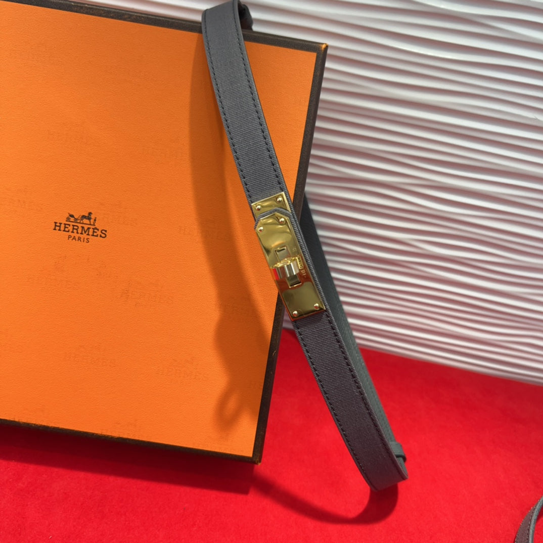 Herme* 25SS leather + cloth belt