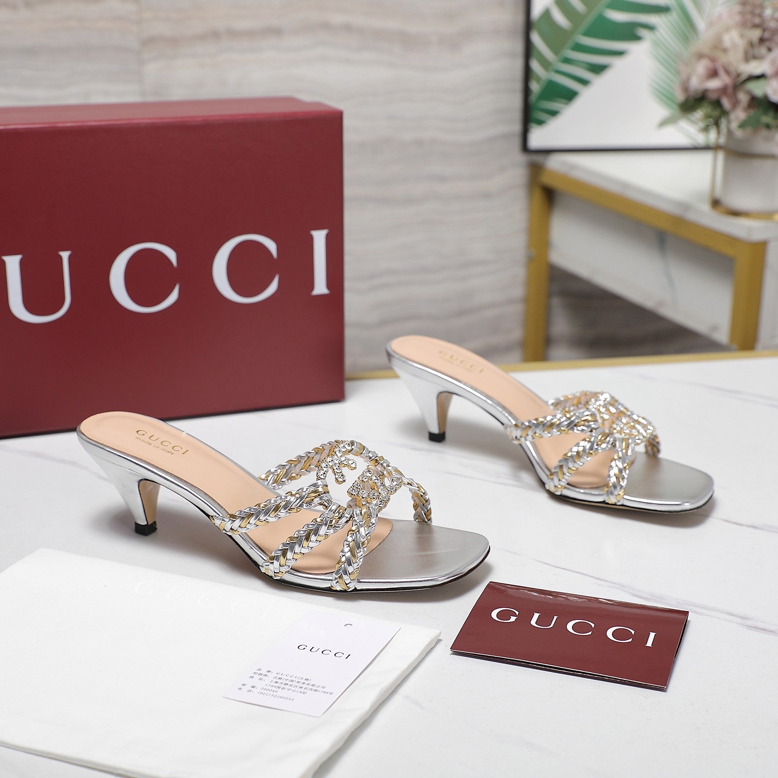 GUC* 25SS crystal woven slides VIP