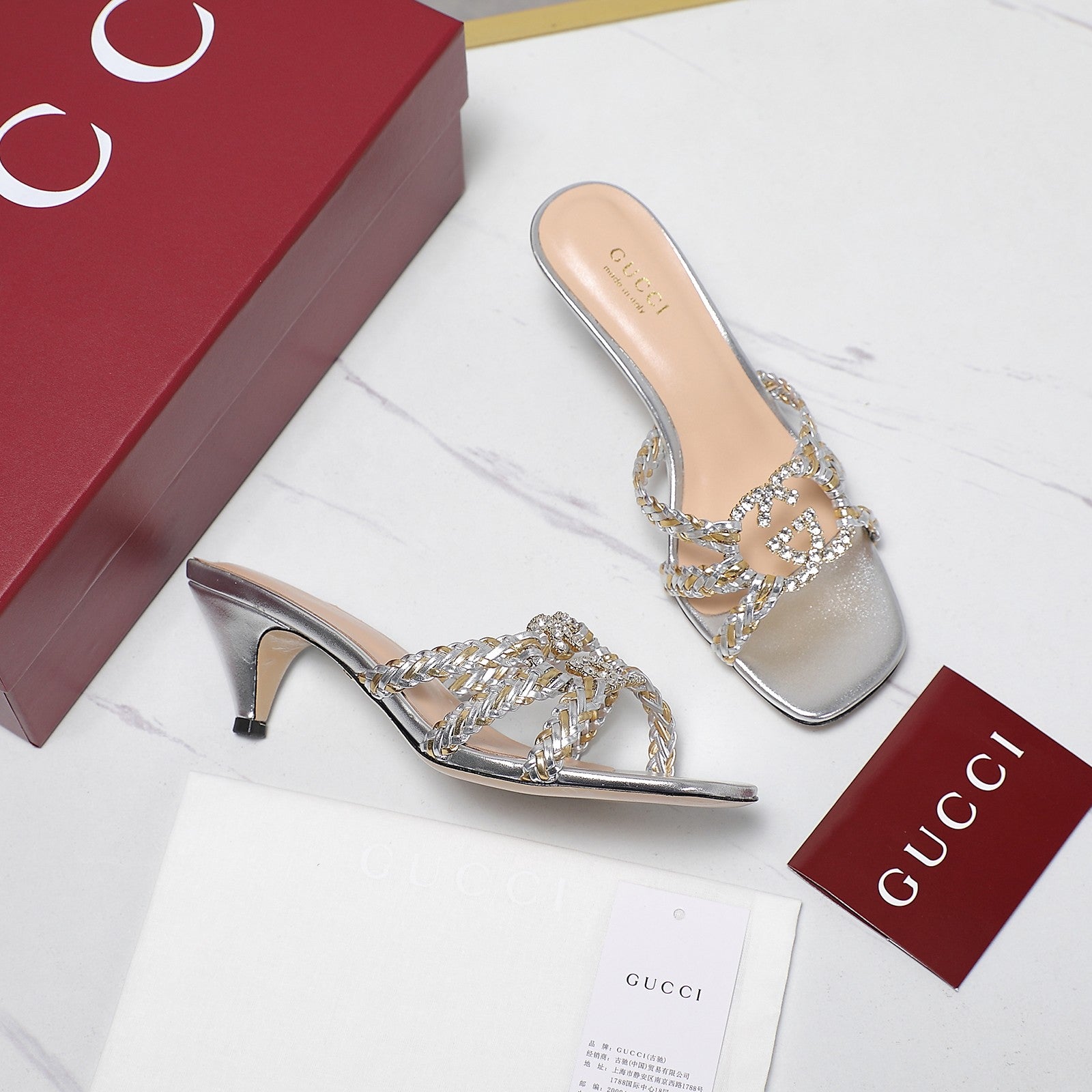 GUC* 25SS crystal woven slides VIP