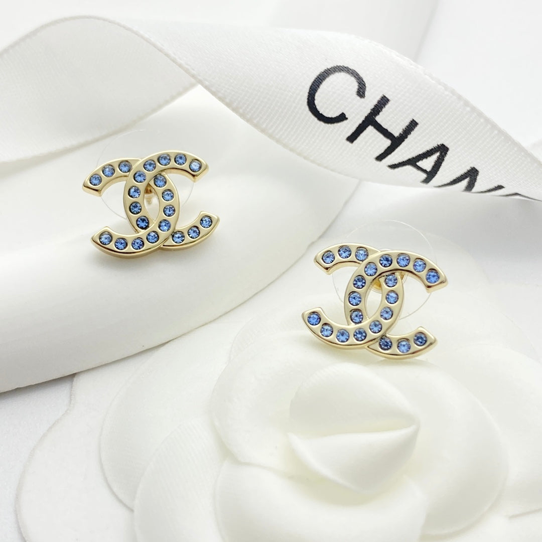 CHAN* 25SS blue diamond earrings