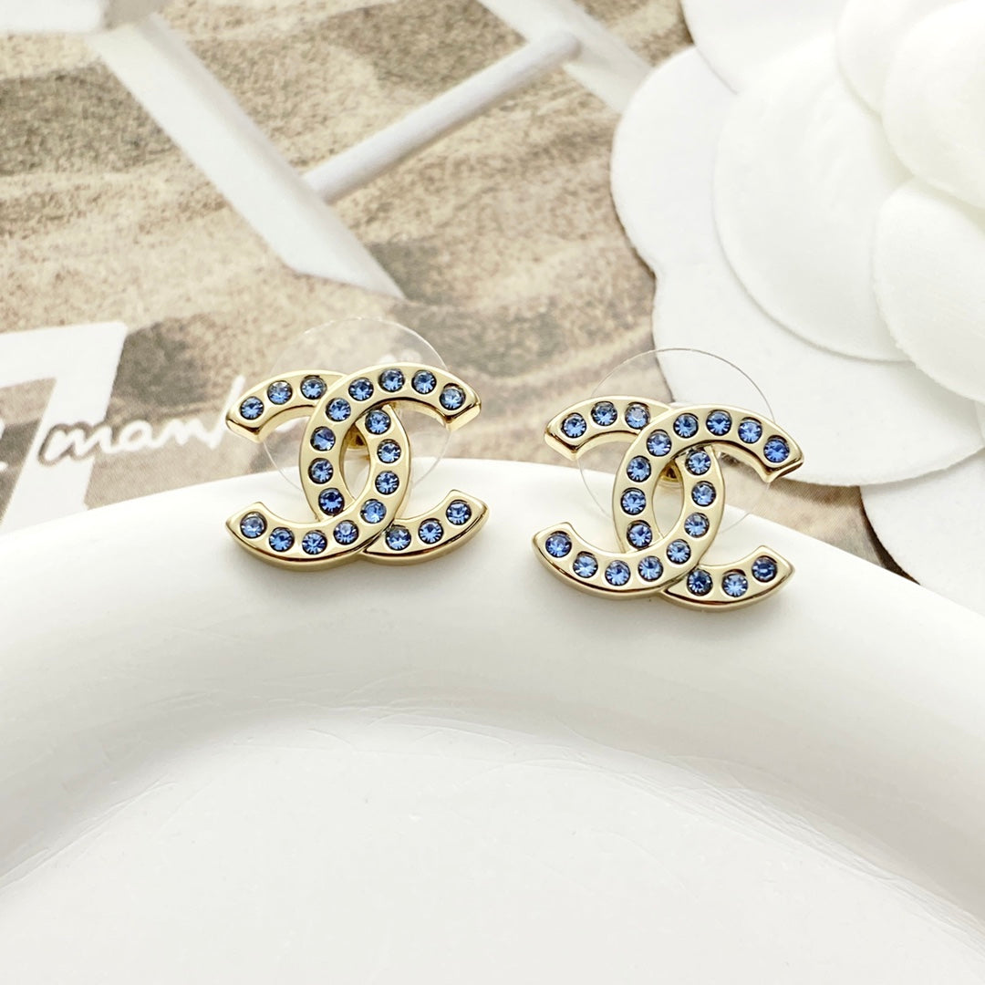 CHAN* 25SS blue diamond earrings