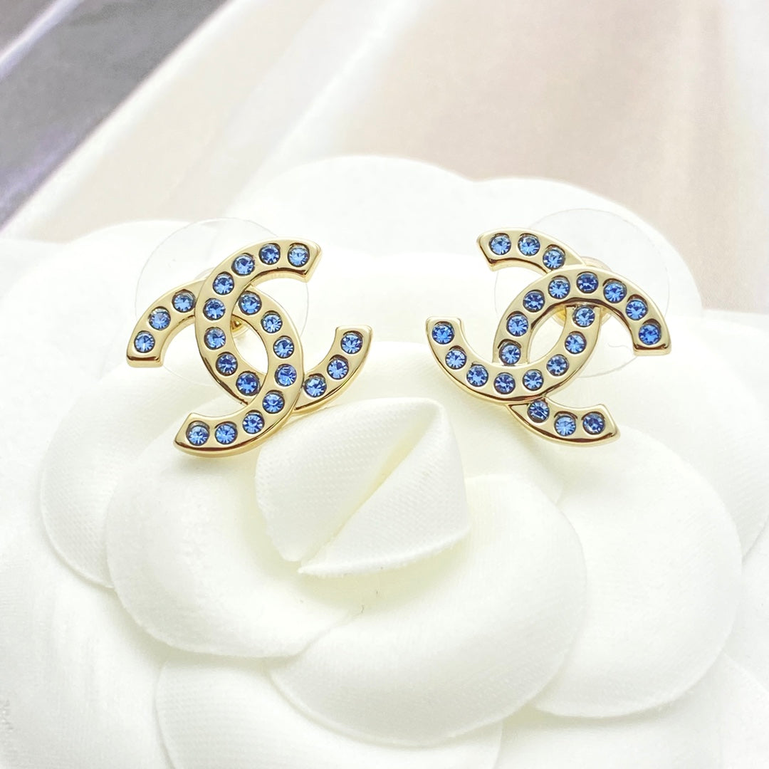 CHAN* 25SS blue diamond earrings