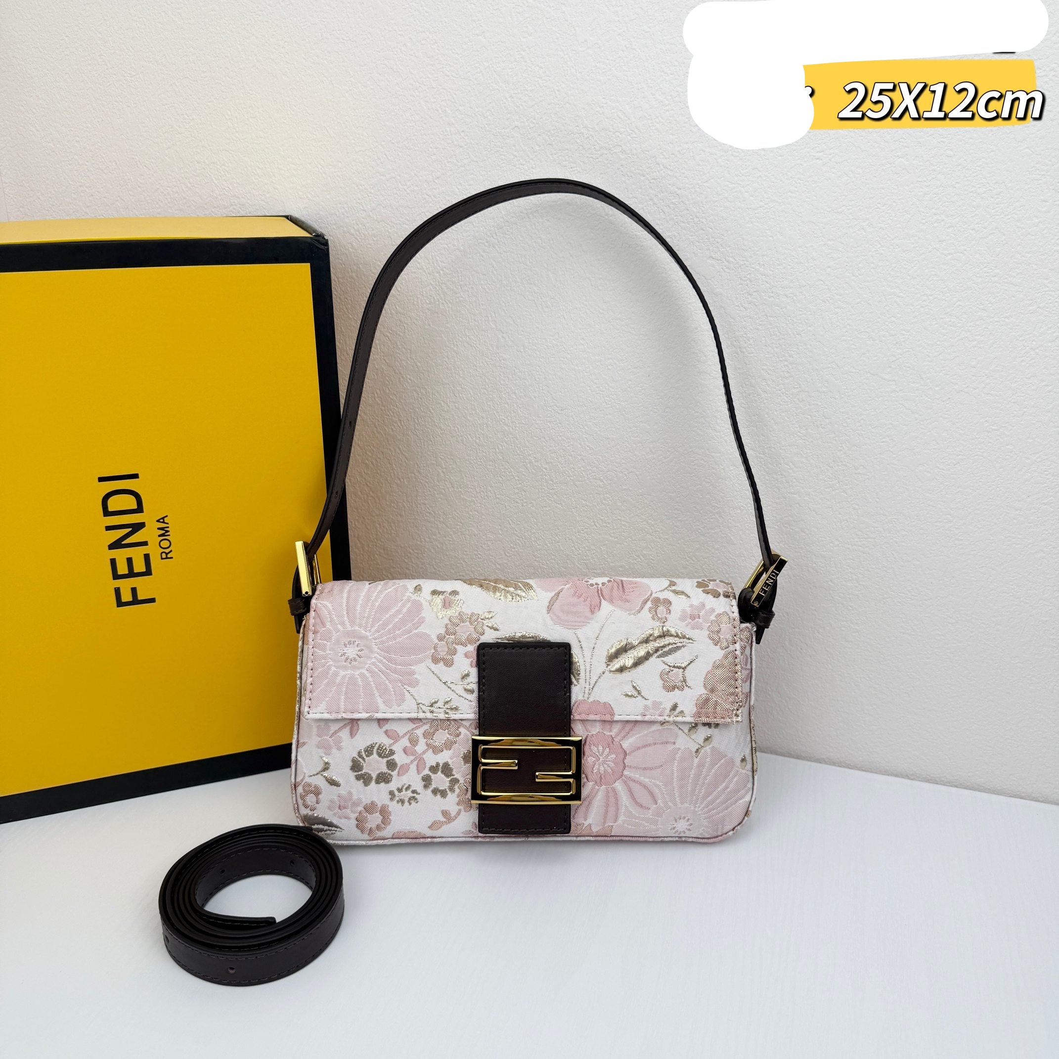 FEN* 25SS lace embroidery baguette bag