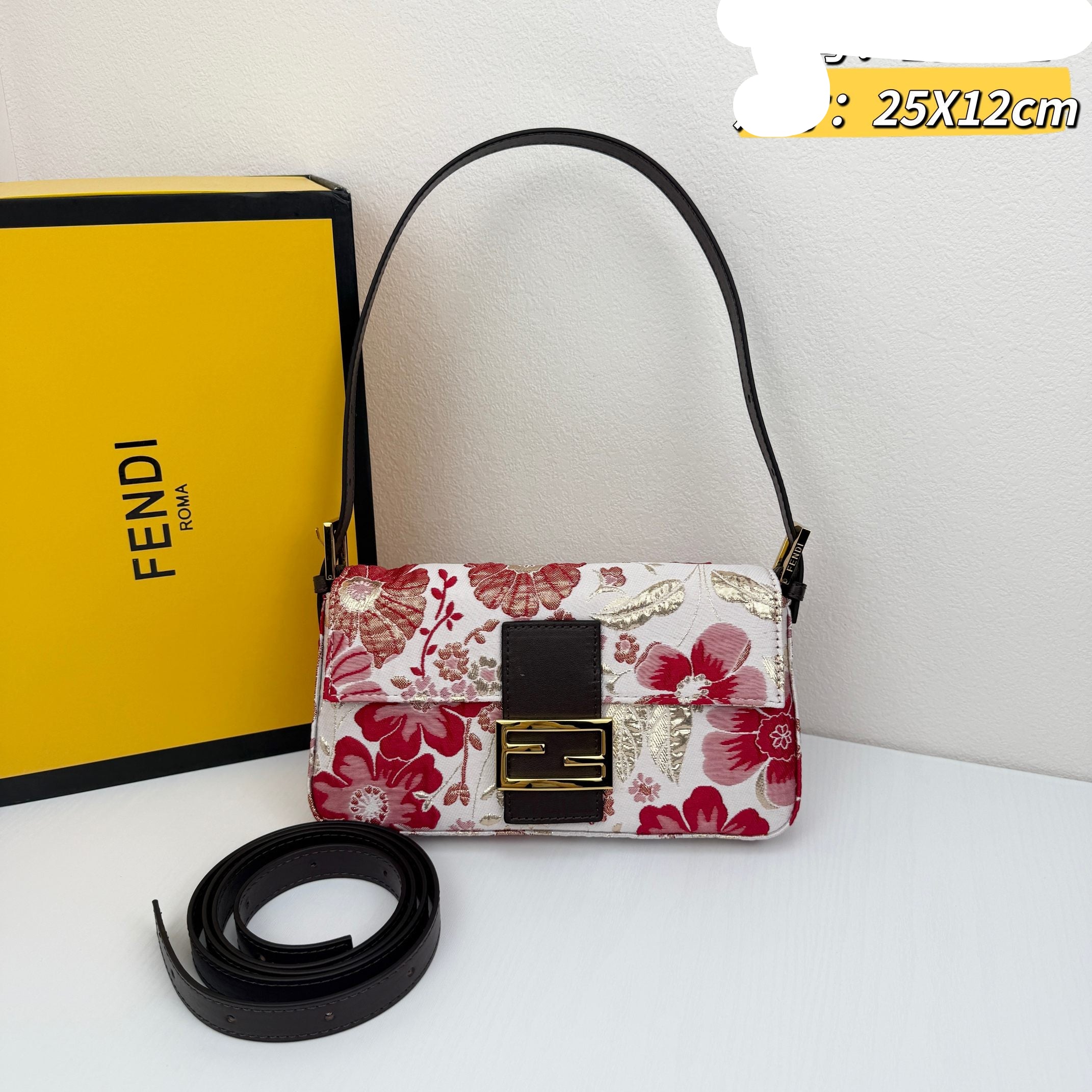 FEN* 25SS lace embroidery baguette bag