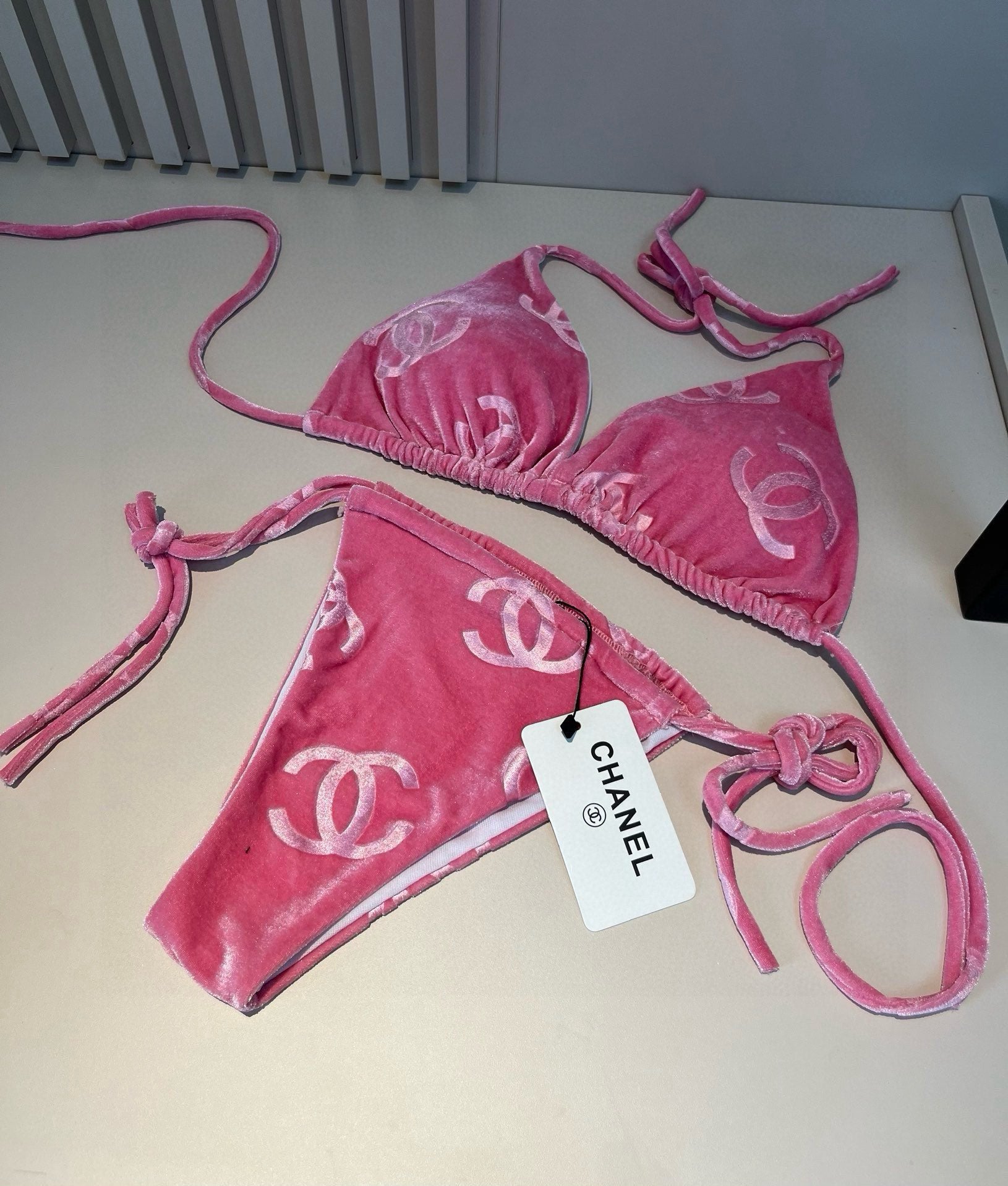 CHAN* 25SS Corduroy Bikini Three-Piece Set