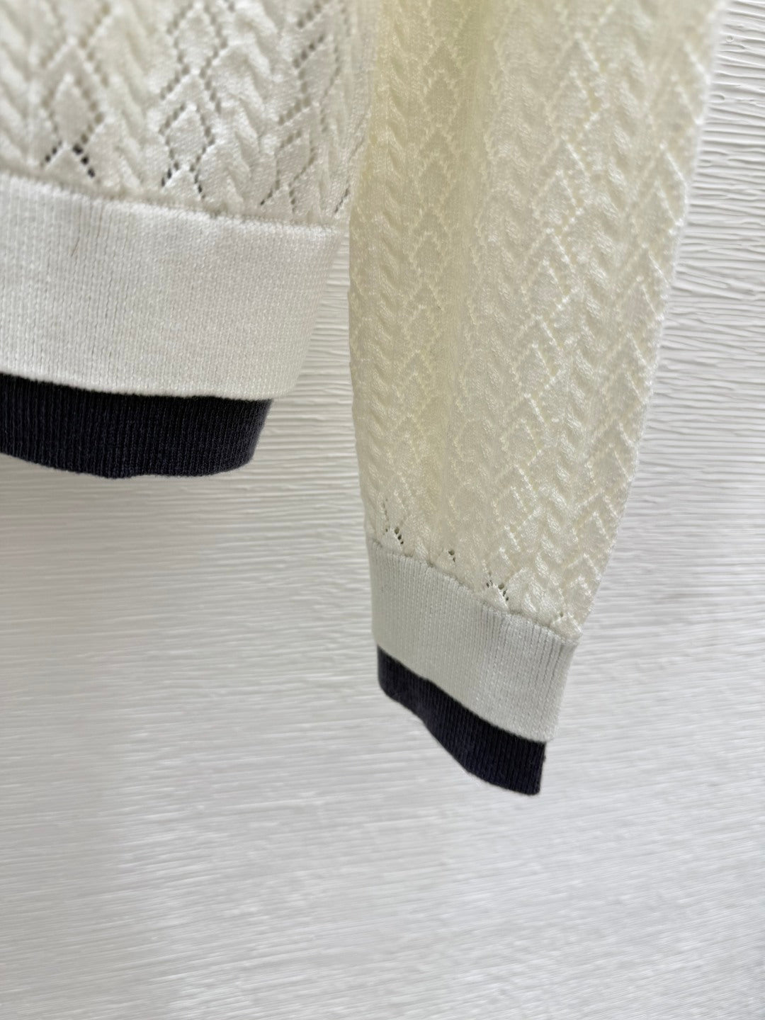 MIU* 25SS　Color-block lapel knitted cardigan