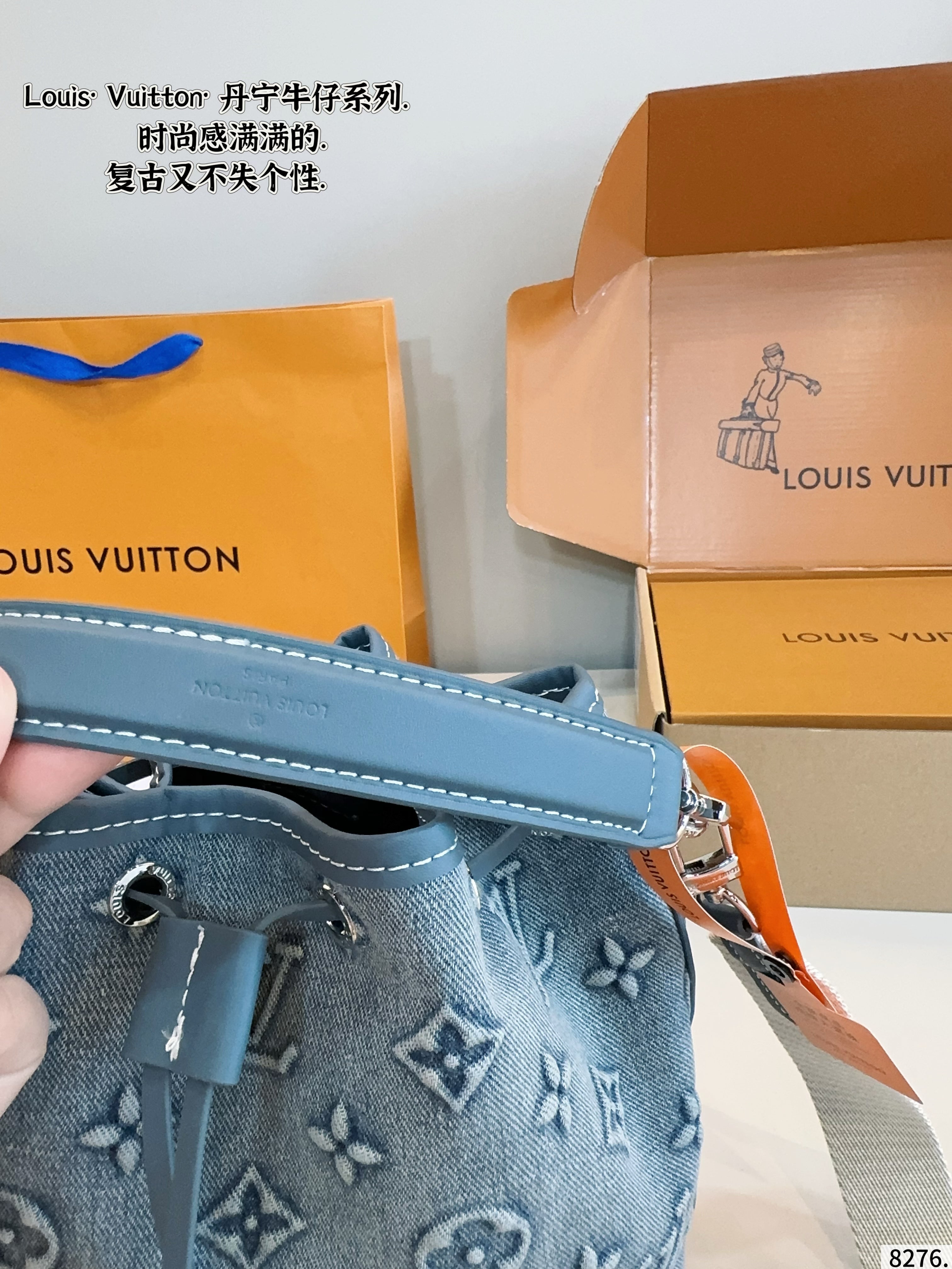 LOU* 25SS denim French bucket bag