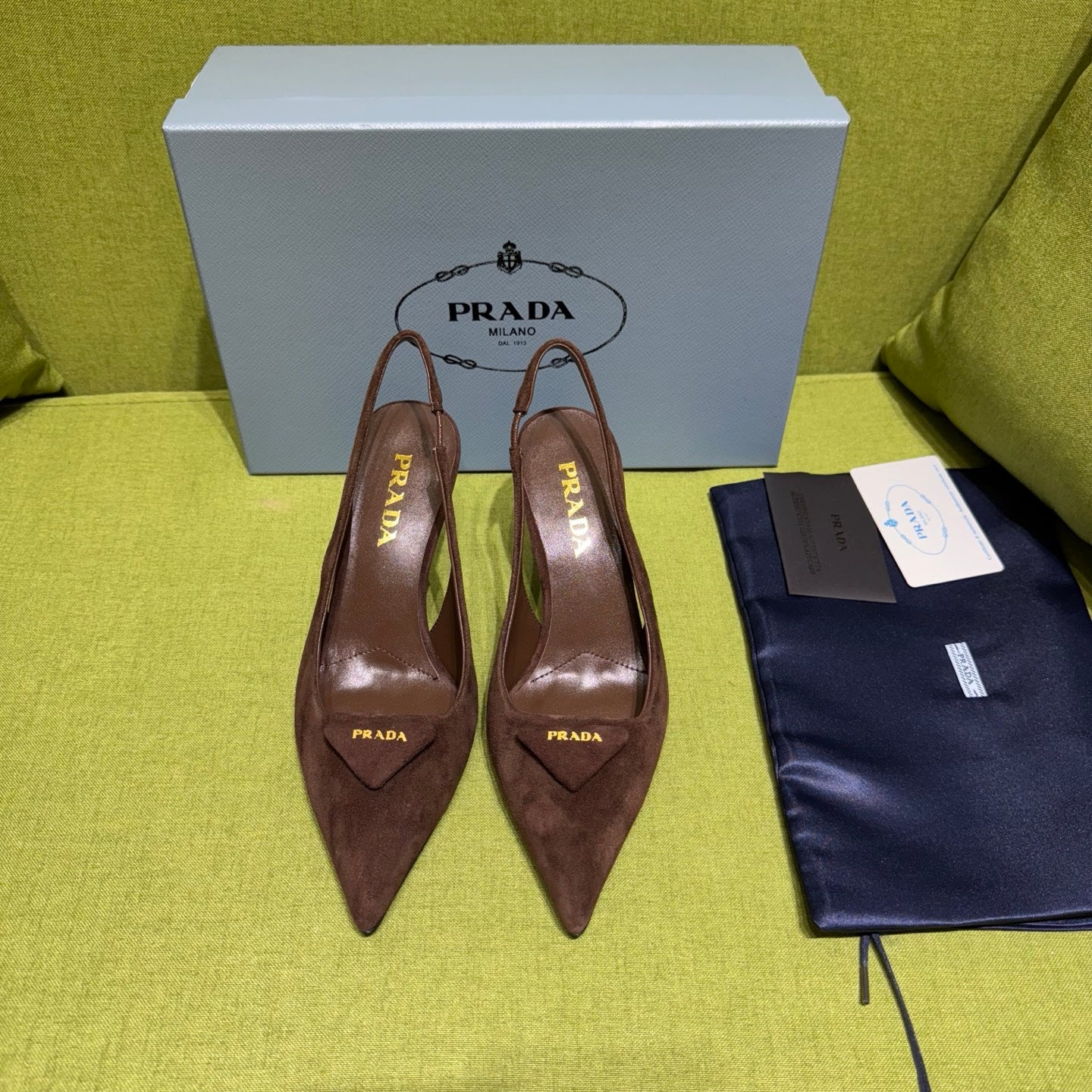 PRA* Saffiano Suede Slingback Pumps