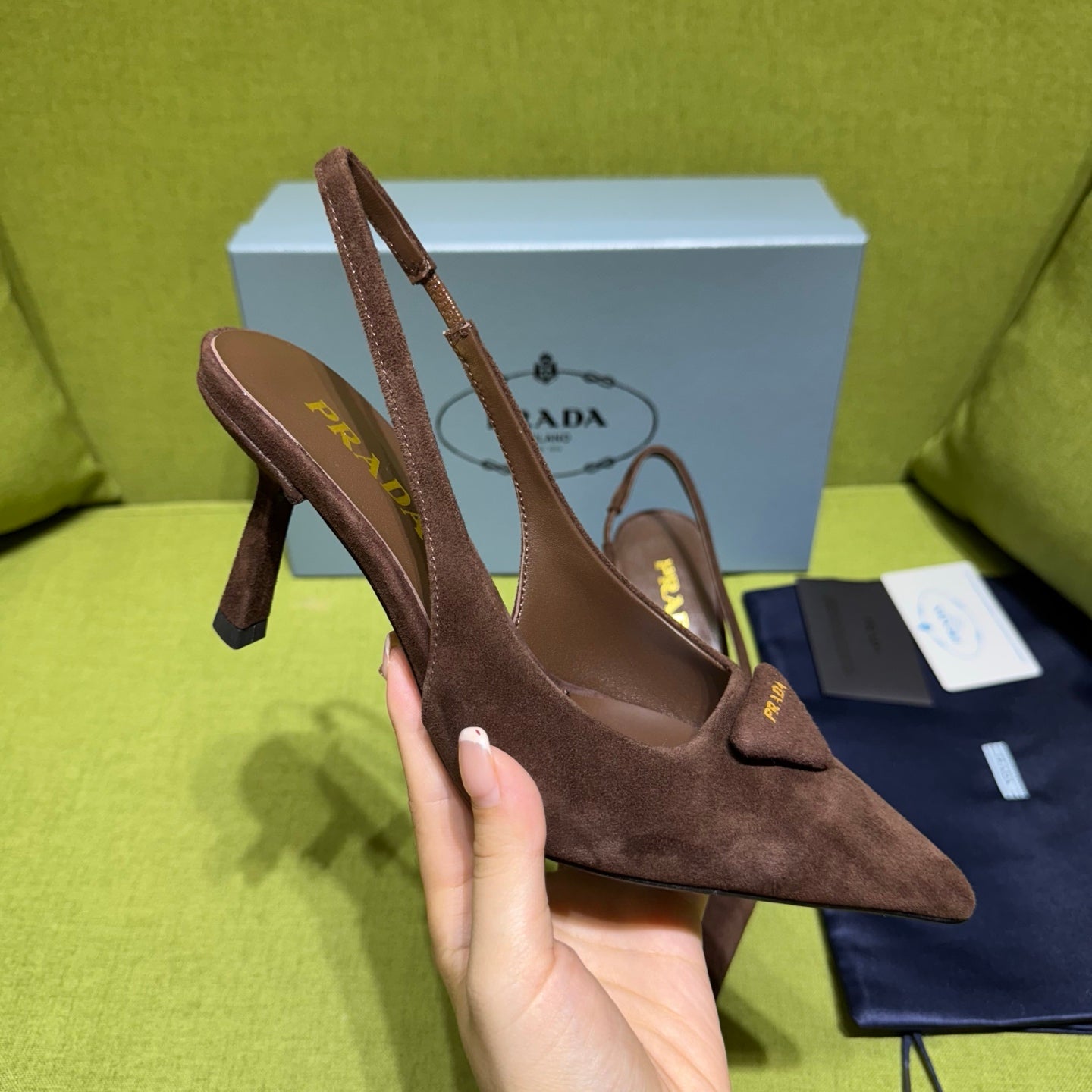 PRA* Saffiano Suede Slingback Pumps