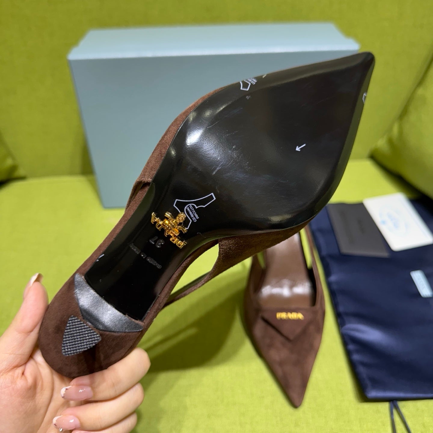 PRA* Saffiano Suede Slingback Pumps