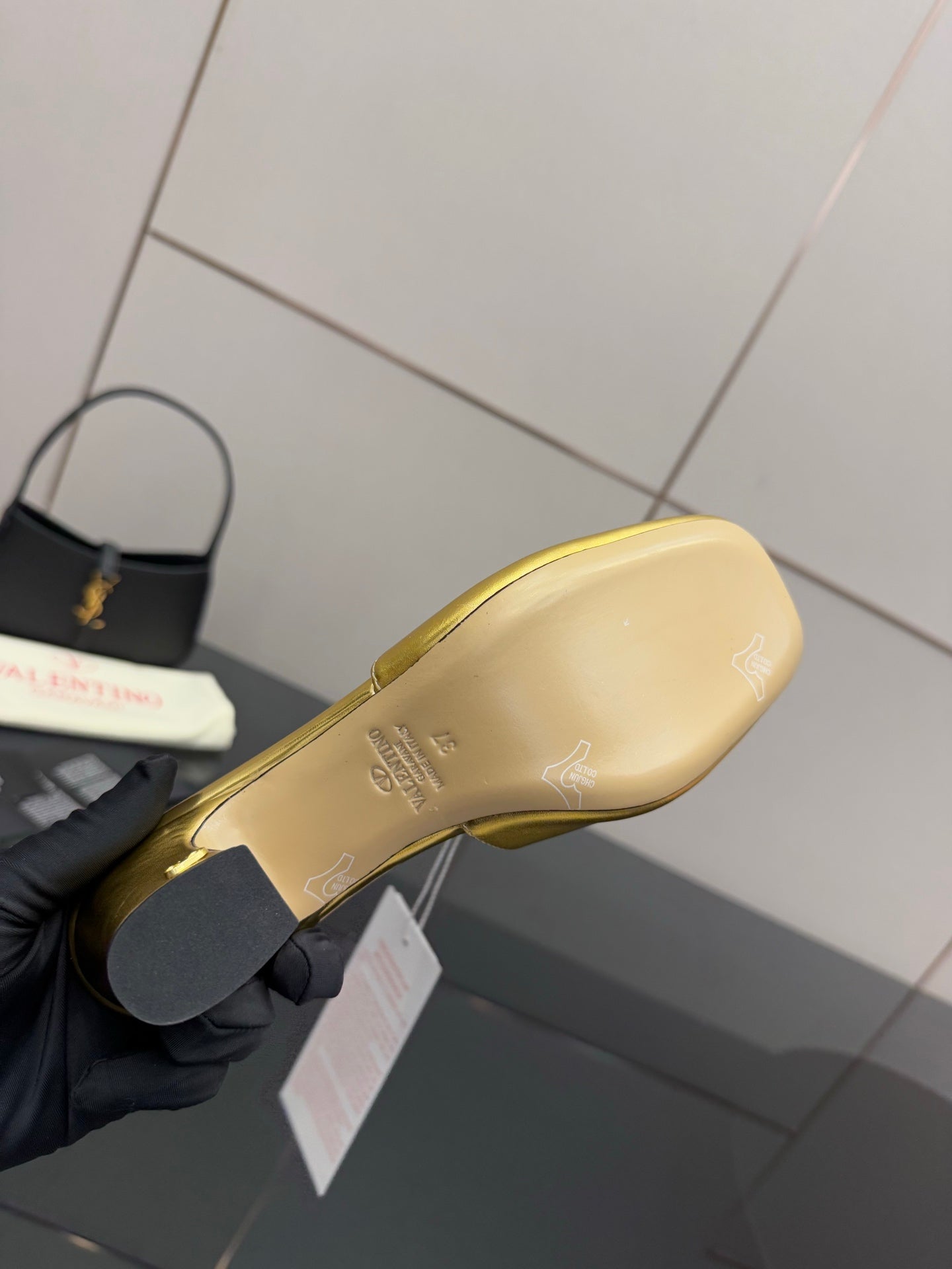 Valentin* 25SS crystal block heel sandals/flat sandals