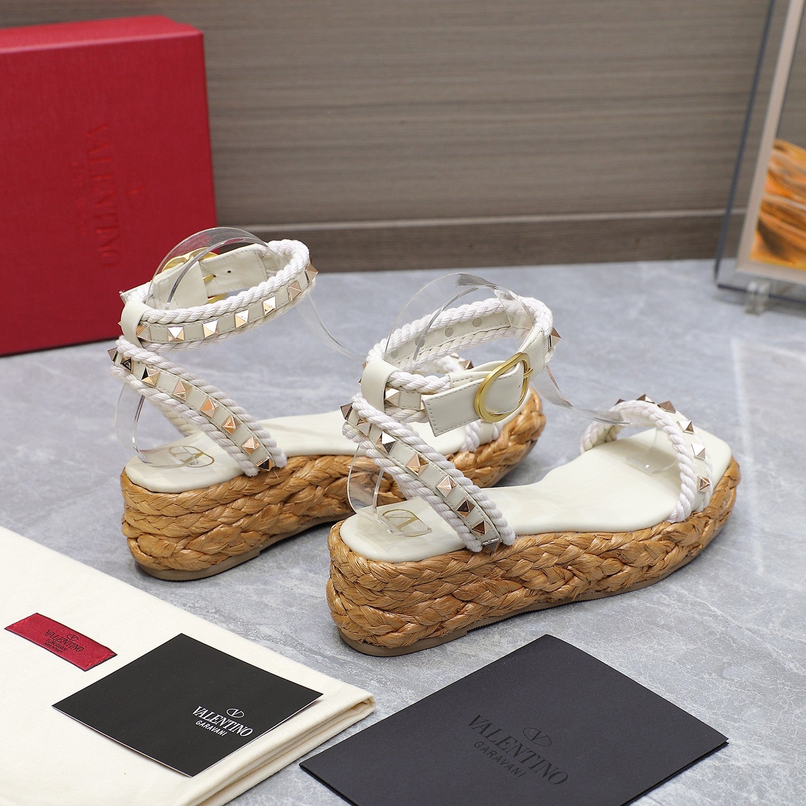 Valentin* 25SS Lafite Woven High Heel Sandals