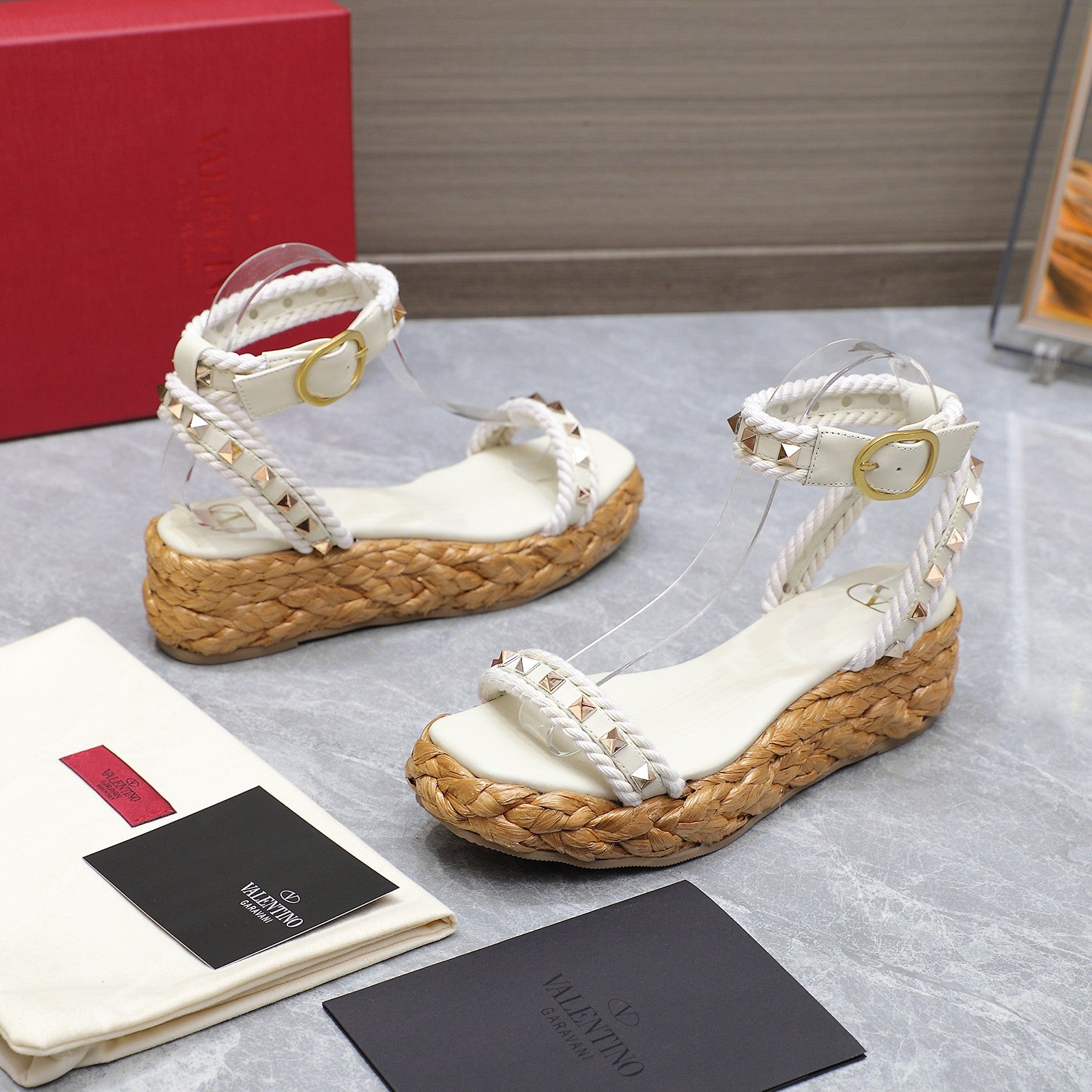 Valentin* 25SS Lafite Woven High Heel Sandals