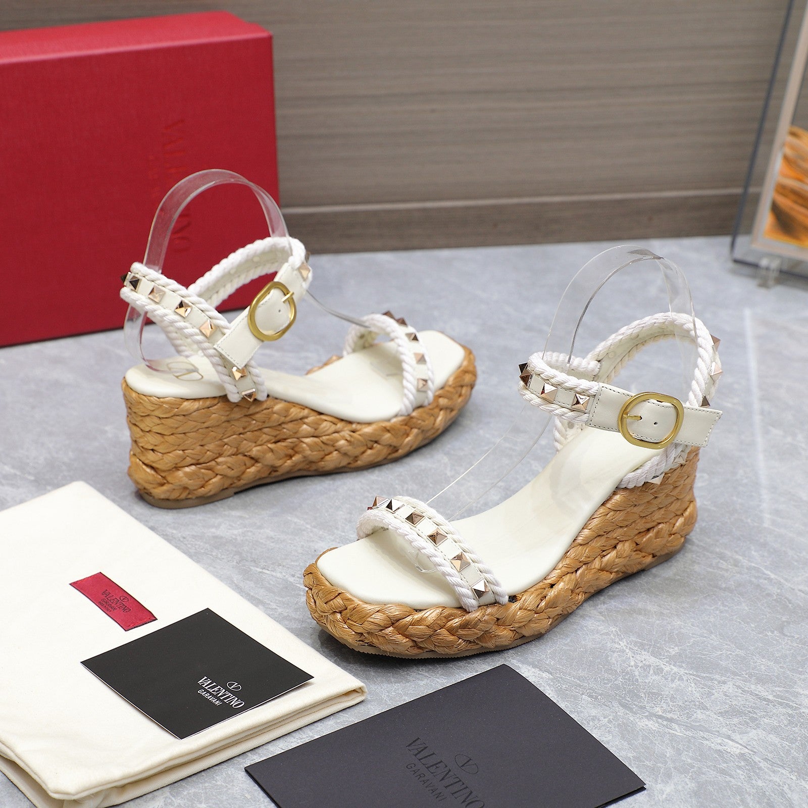 Valentin* 25SS Lafite Woven High Heel Sandals