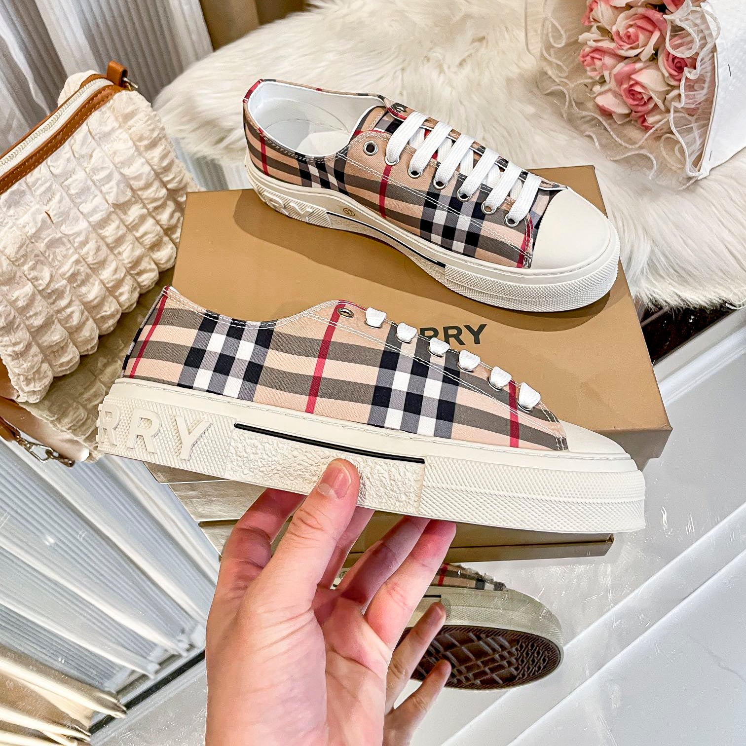 Burberry white shoes