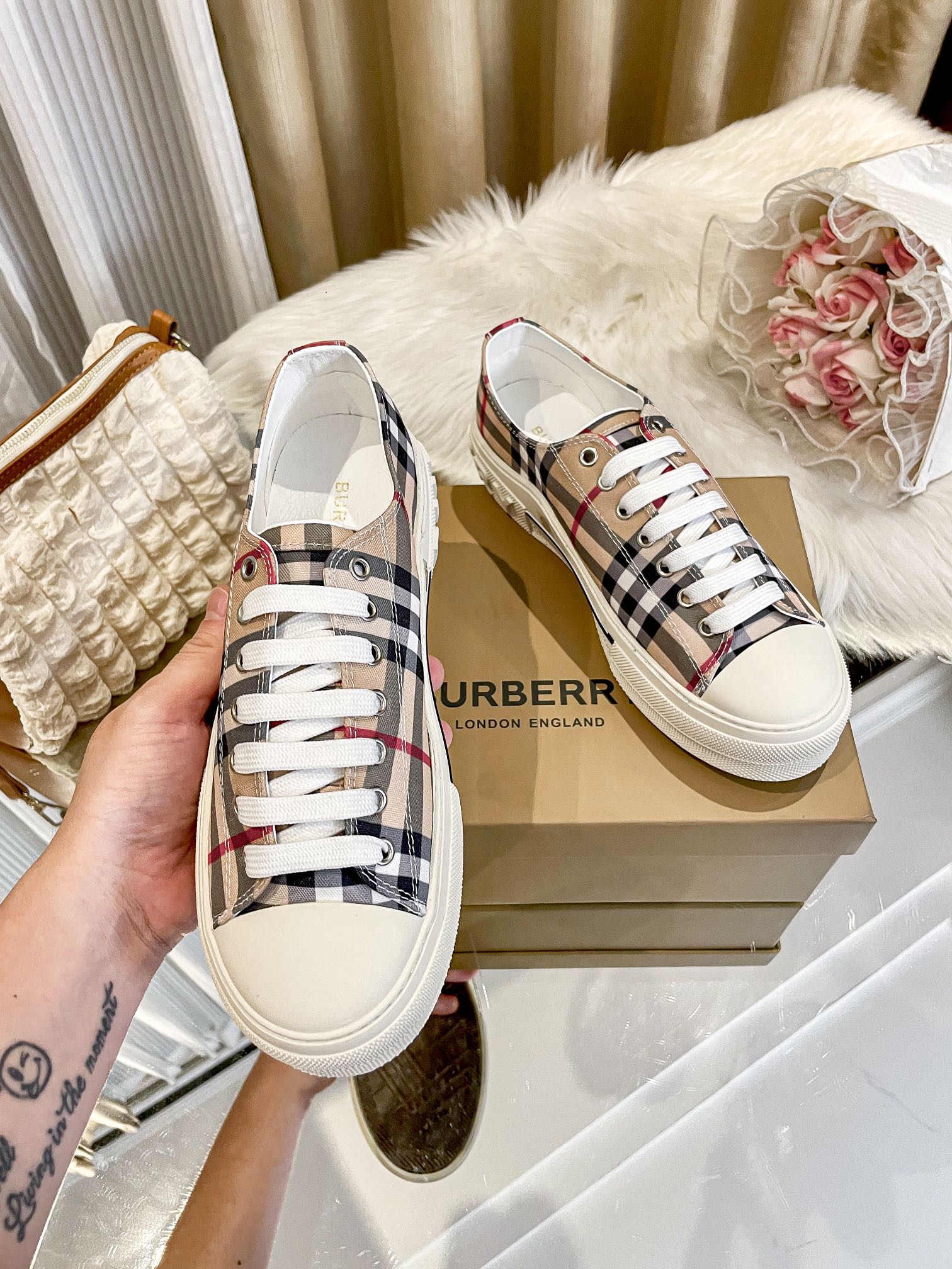 Burberry white shoes