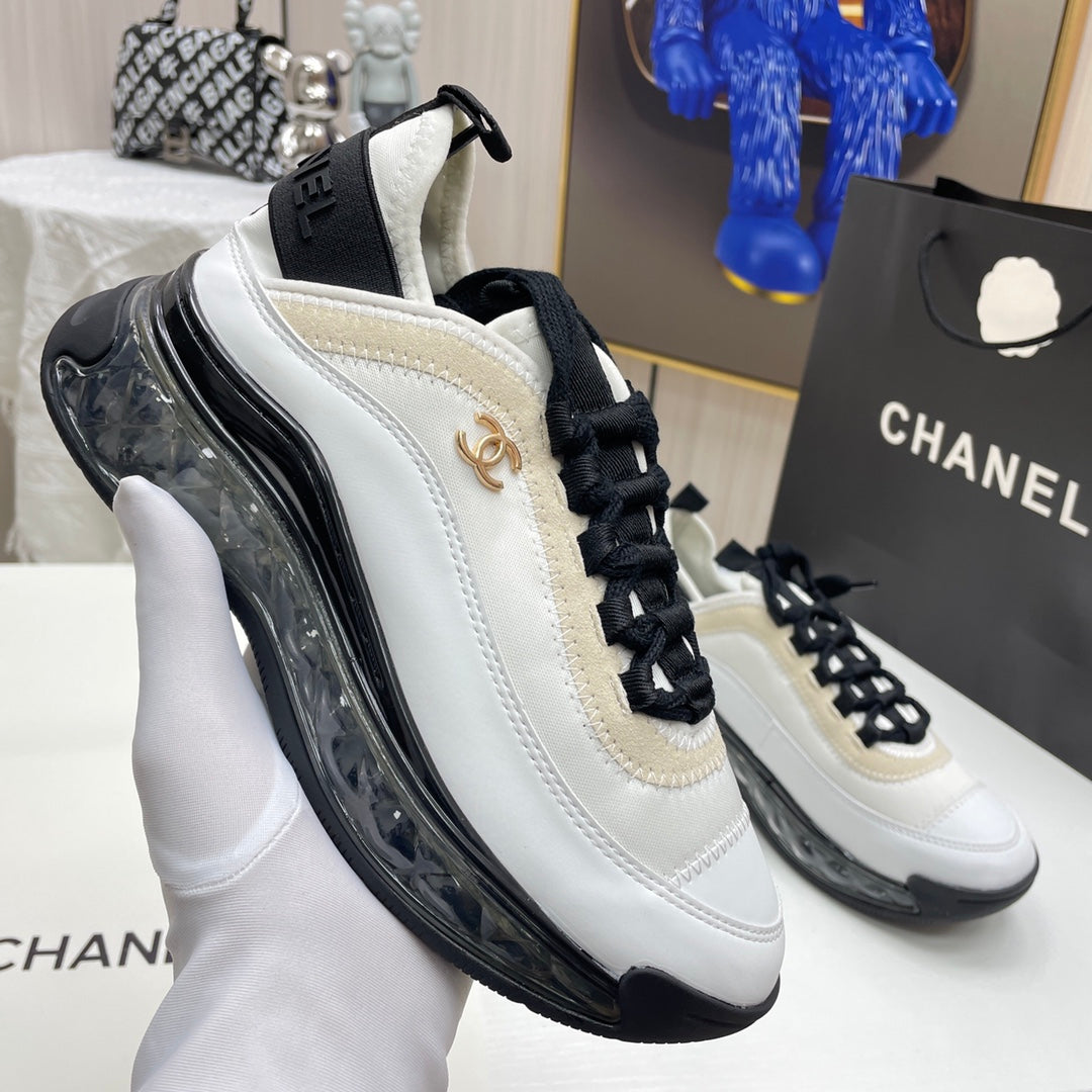 CHAN* paneled silk sneakers