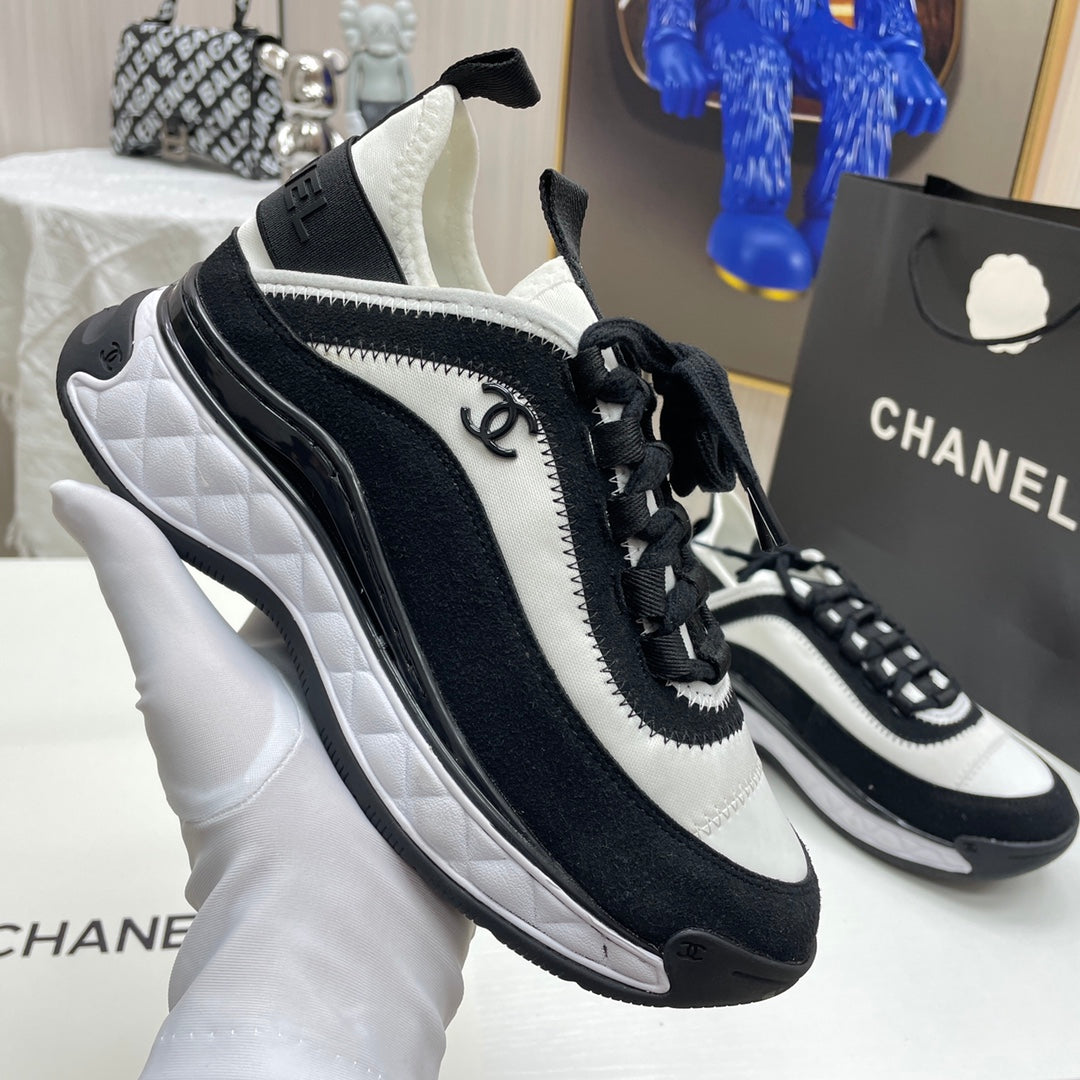 CHAN* paneled silk sneakers