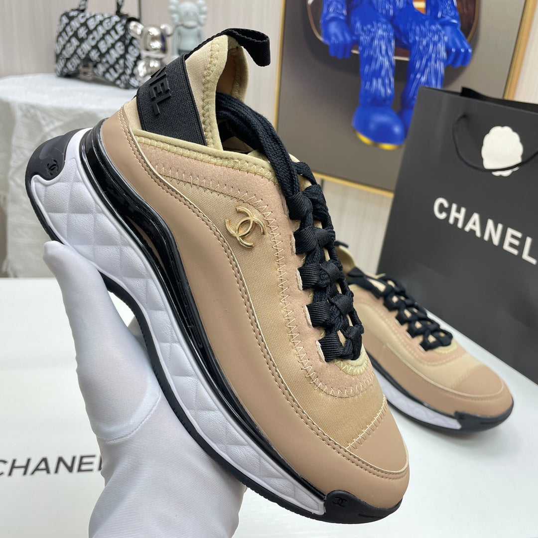 CHAN* paneled silk sneakers