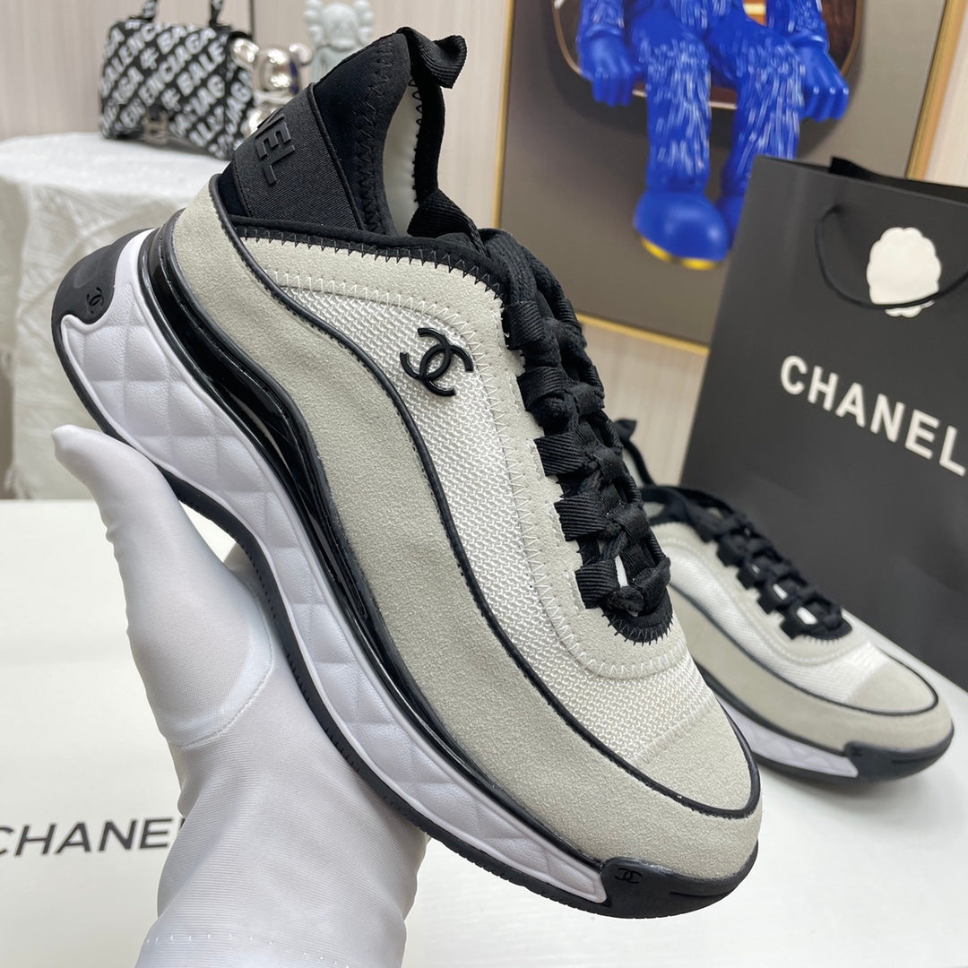 CHAN* paneled silk sneakers