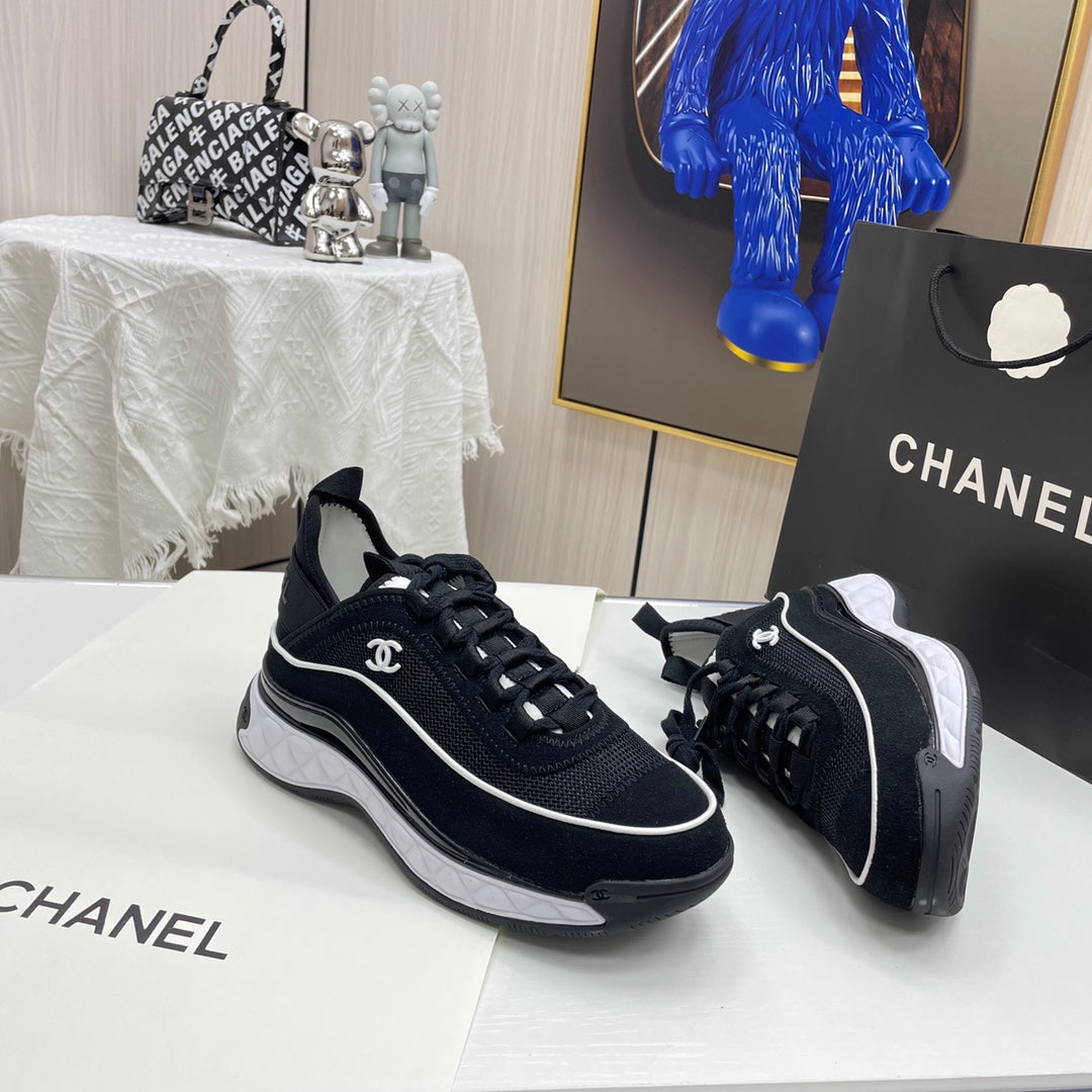 CHAN* paneled silk sneakers