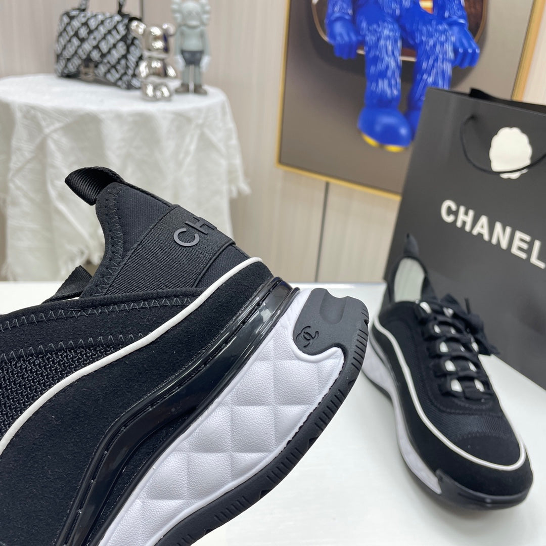 CHAN* paneled silk sneakers