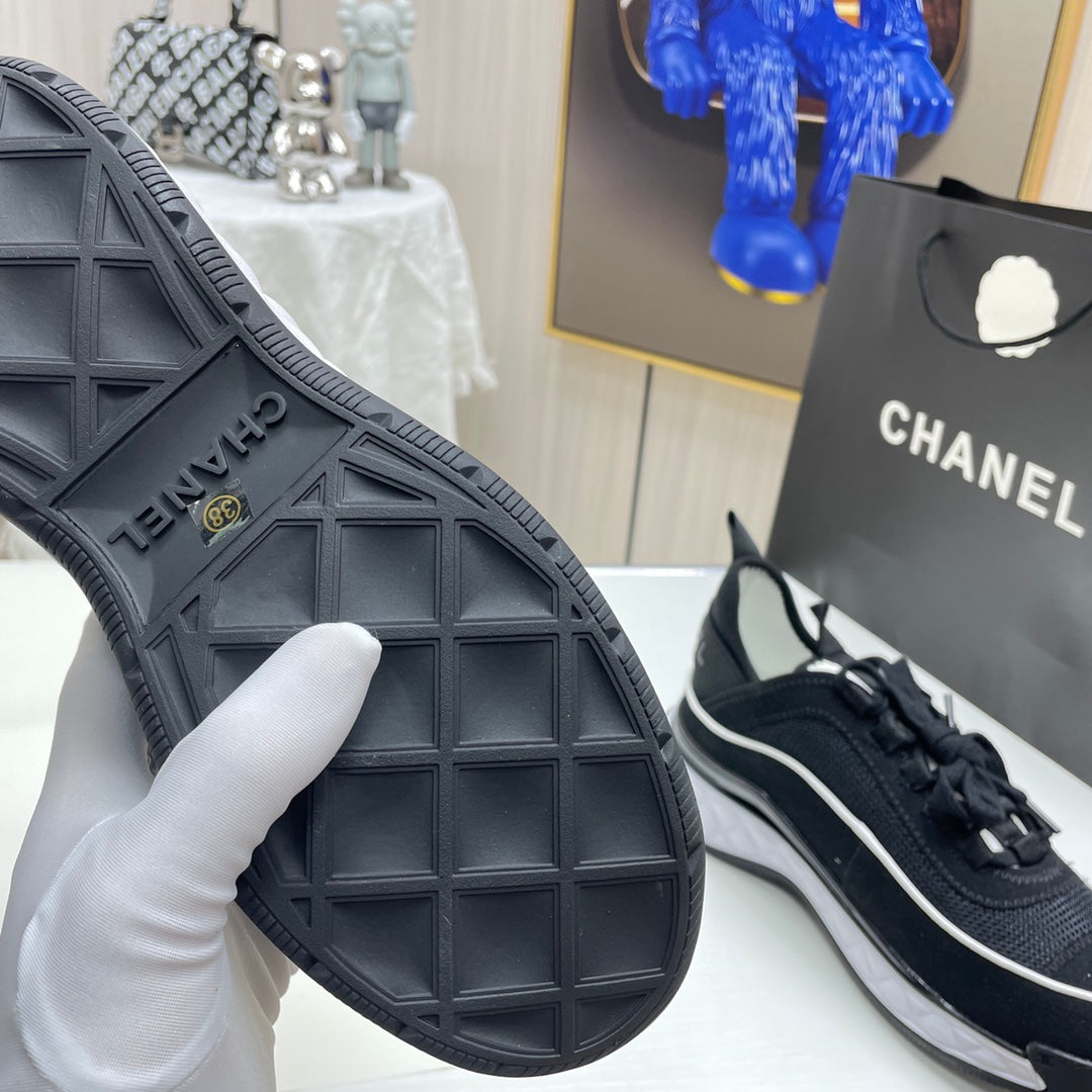 CHAN* paneled silk sneakers