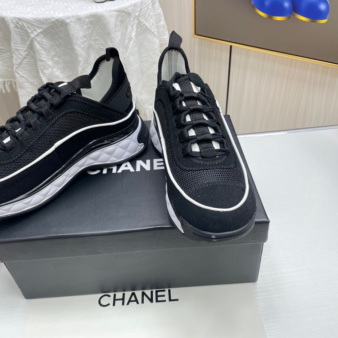 CHAN* paneled silk sneakers