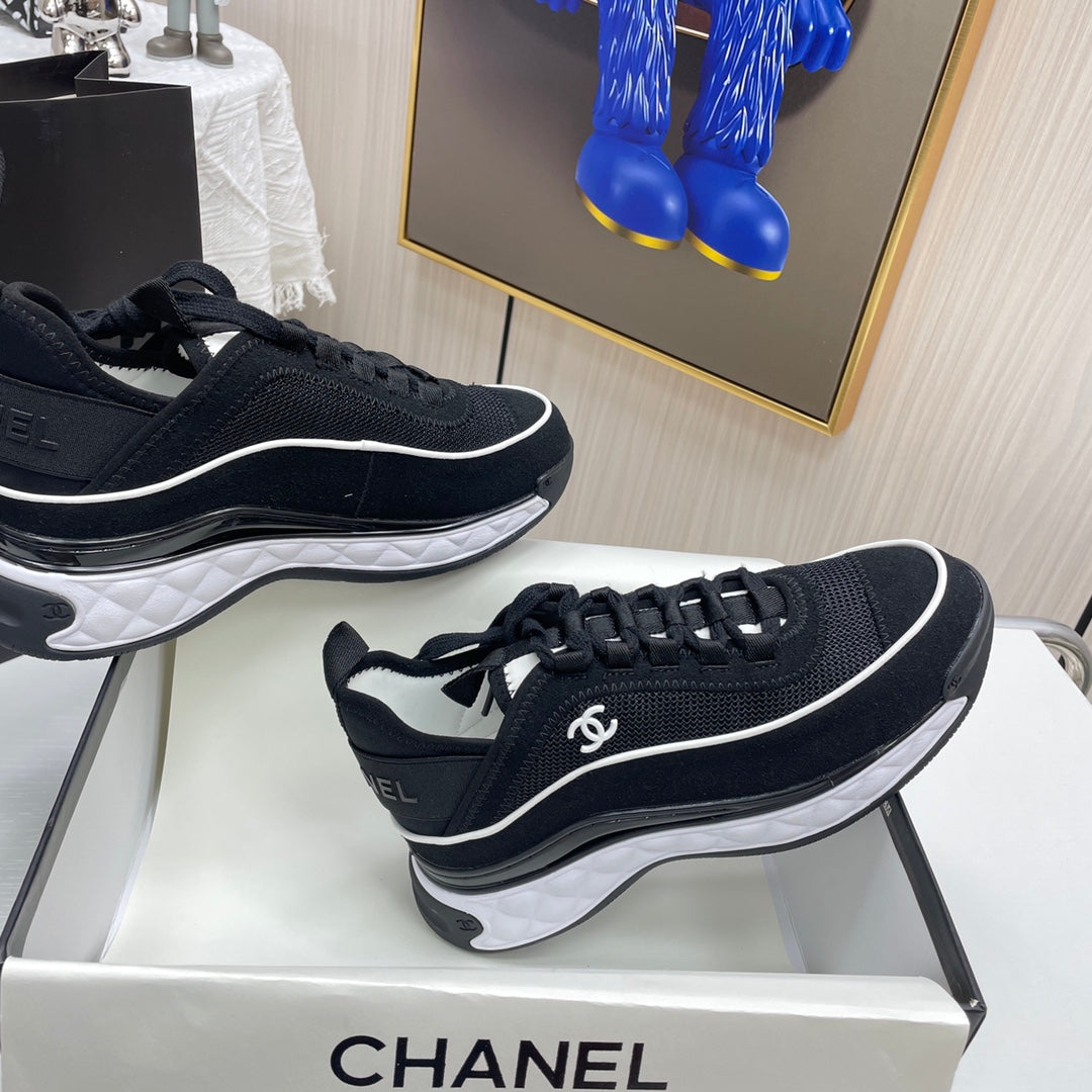 CHAN* paneled silk sneakers