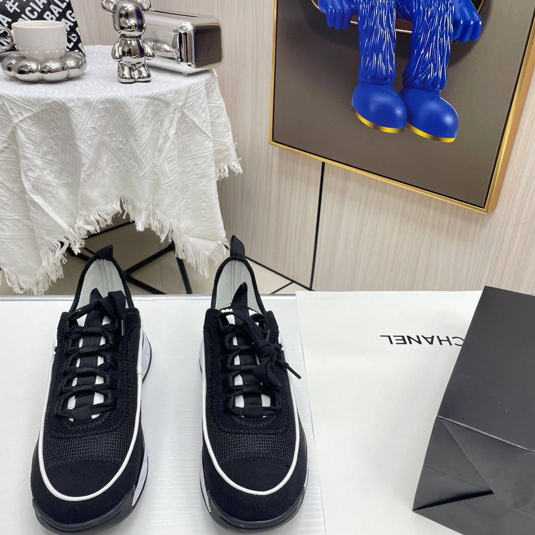 CHAN* paneled silk sneakers