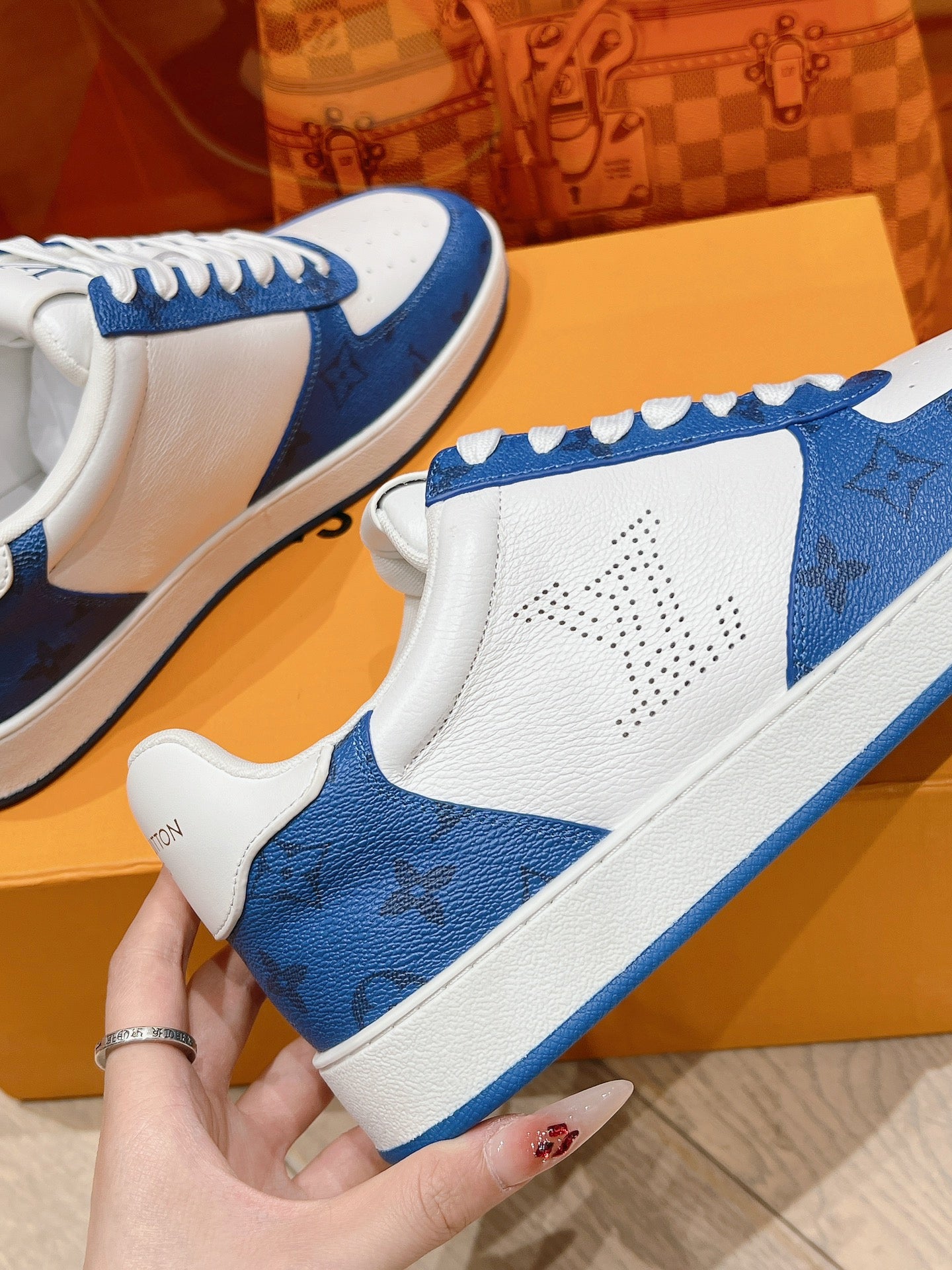 LOU* 25SS Plaid Colorblock Pure Leather Casual Business Shoes