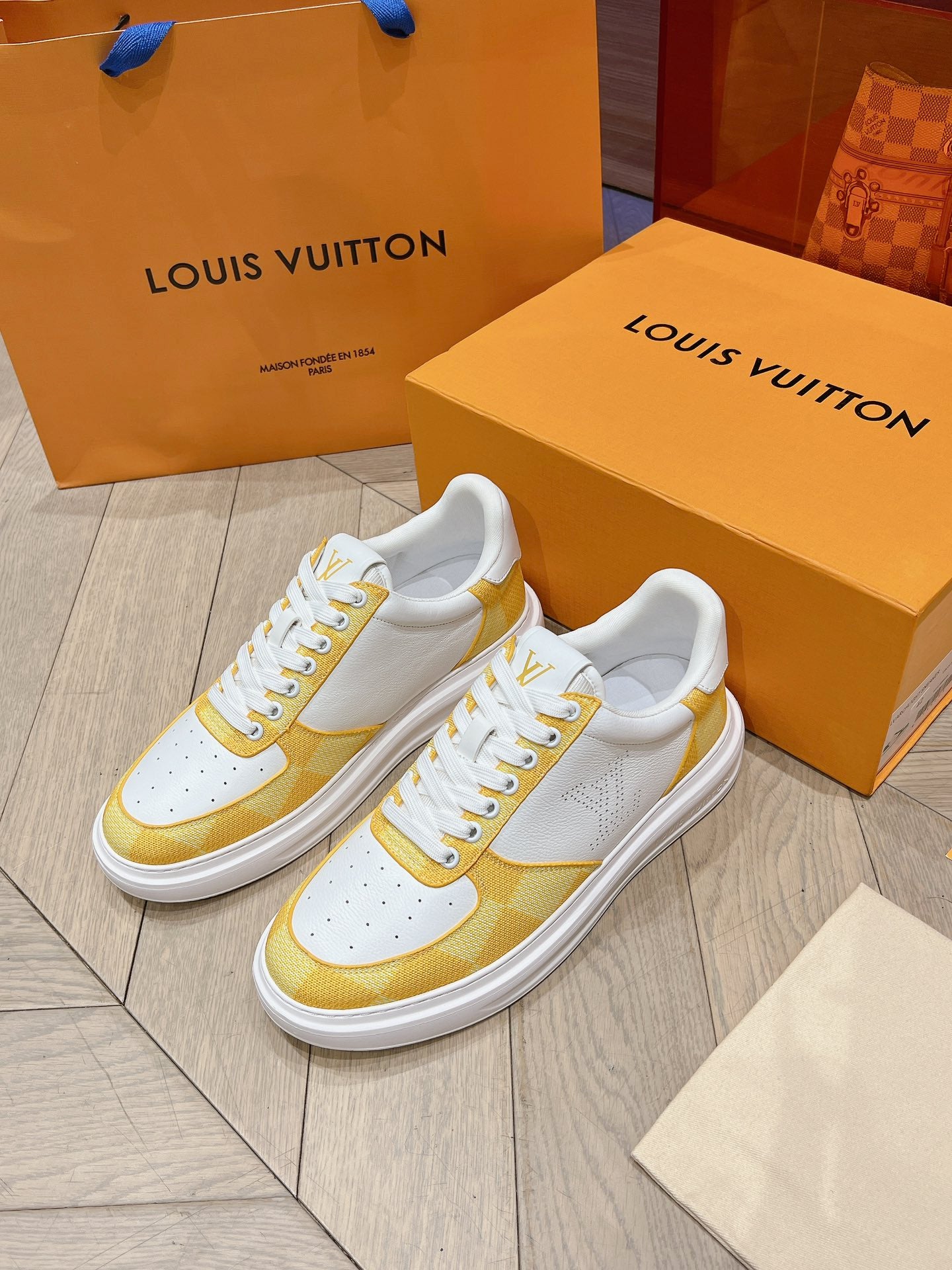 LOU* 25SS Plaid Colorblock Pure Leather Casual Business Shoes