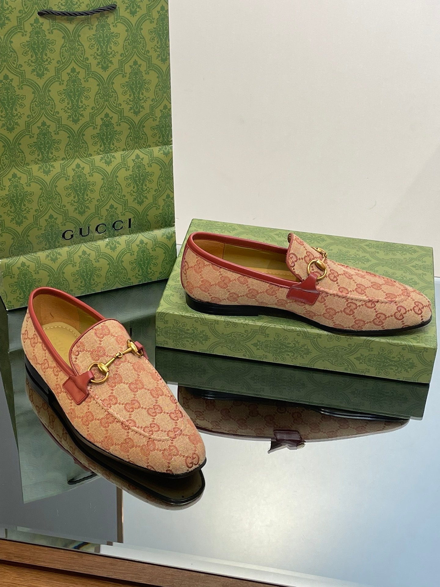 GG distressed black horsebit shoes