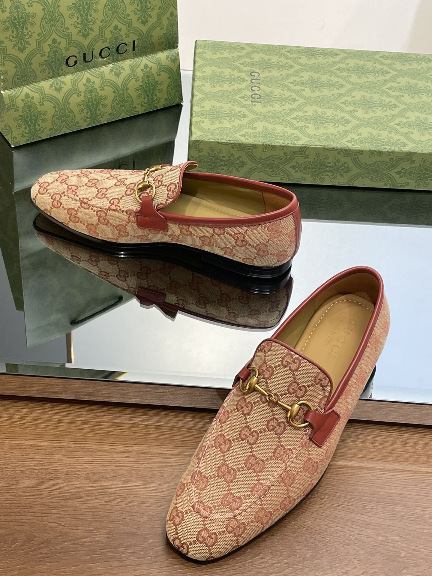 GG distressed black horsebit shoes