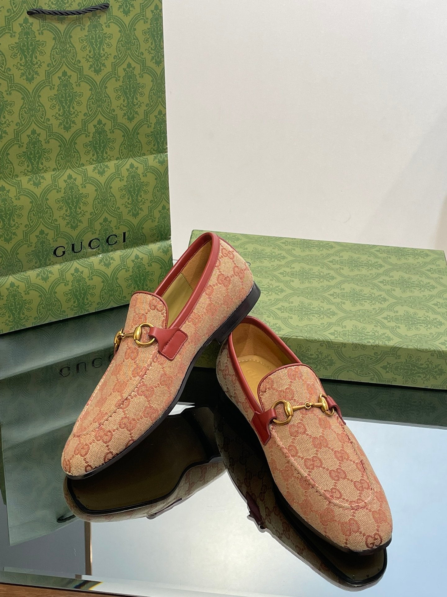 GG distressed black horsebit shoes