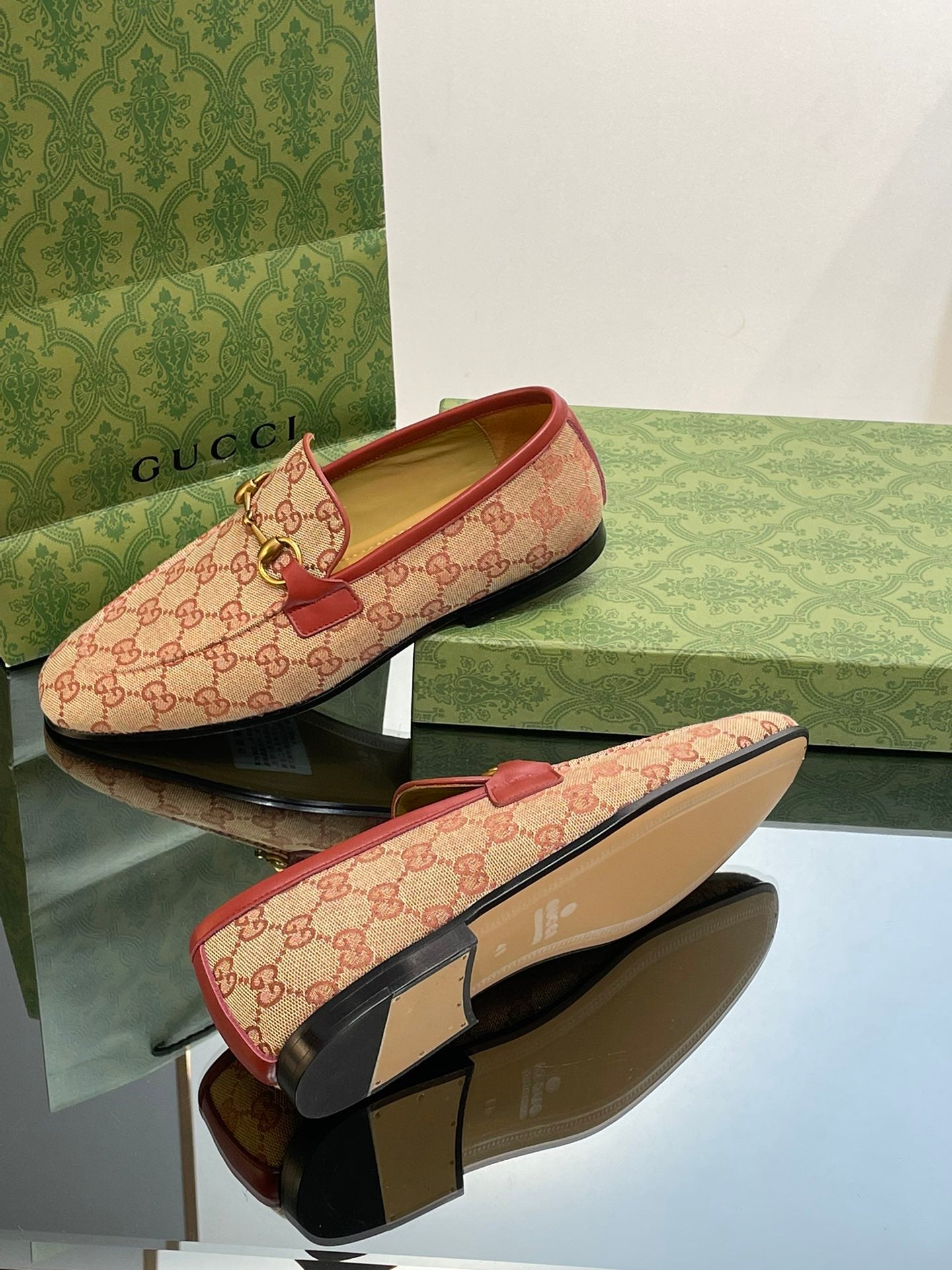 GG distressed black horsebit shoes