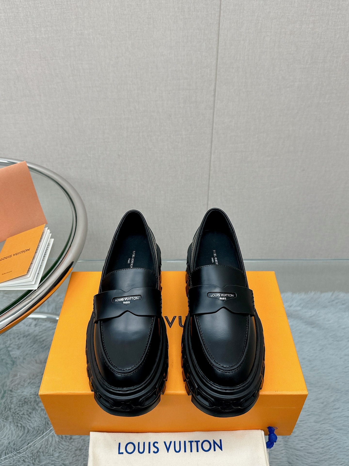 LOU* 25SS chain stripe platform loafers