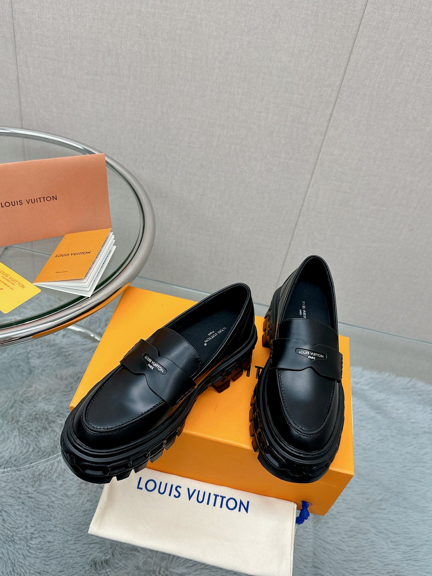 LOU* 25SS chain stripe platform loafers
