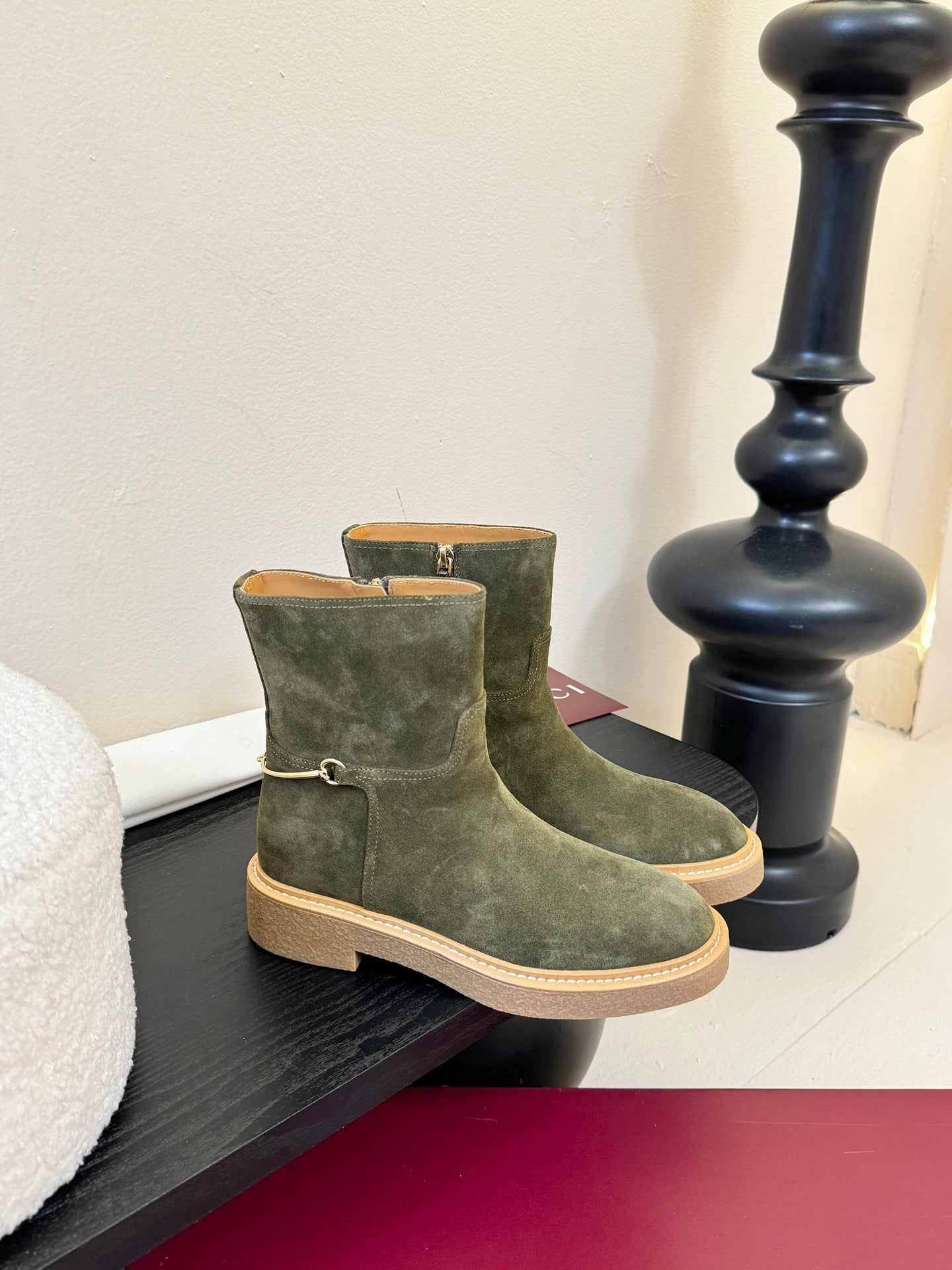 GUC* 25SS mercerized suede ankle boots