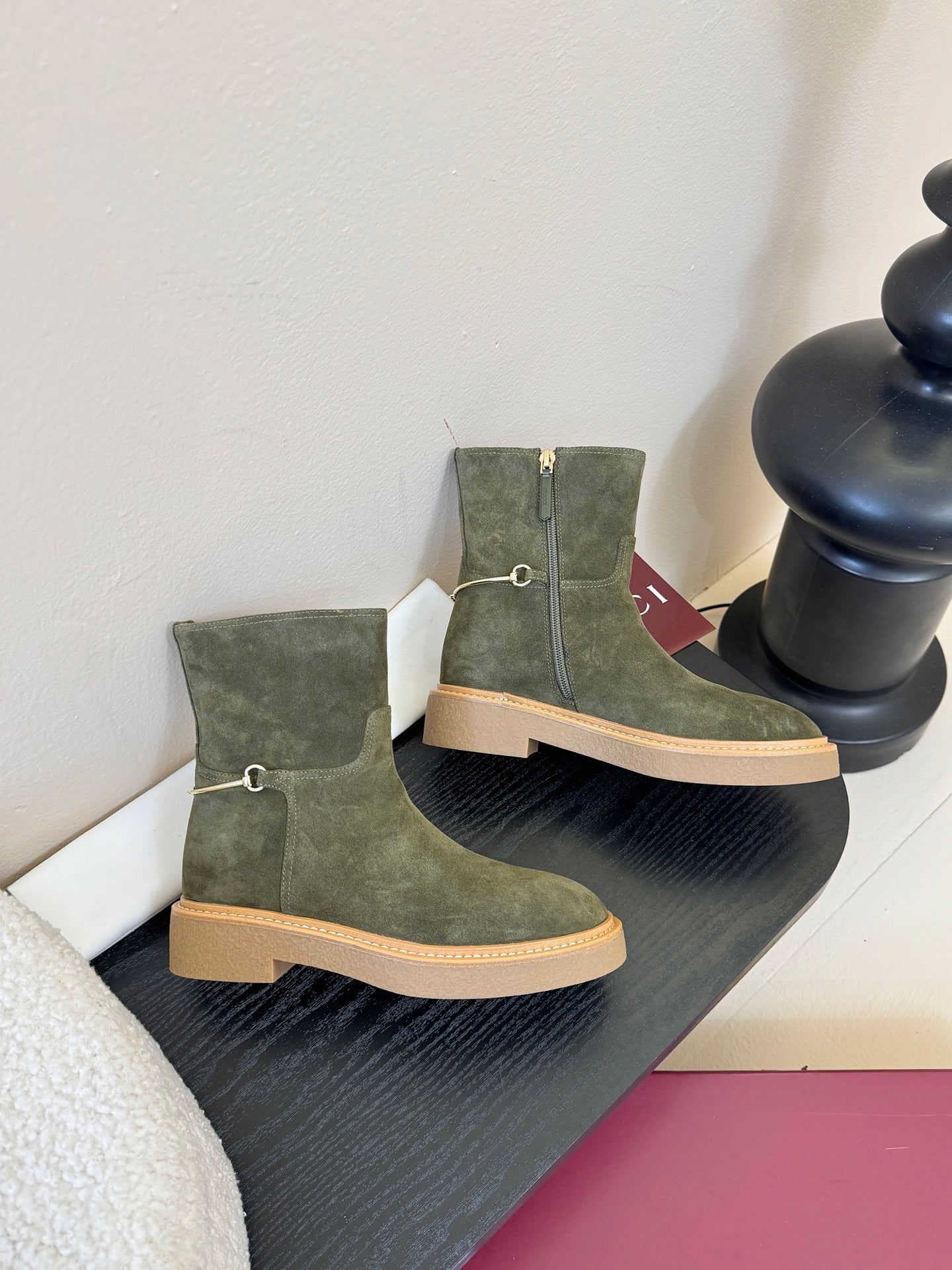 GUC* 25SS mercerized suede ankle boots