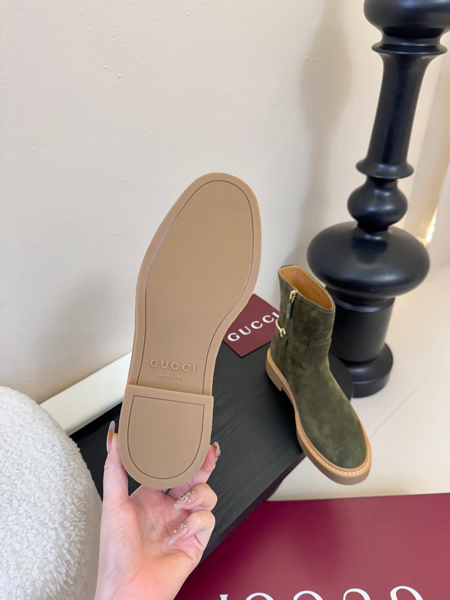 GUC* 25SS mercerized suede ankle boots