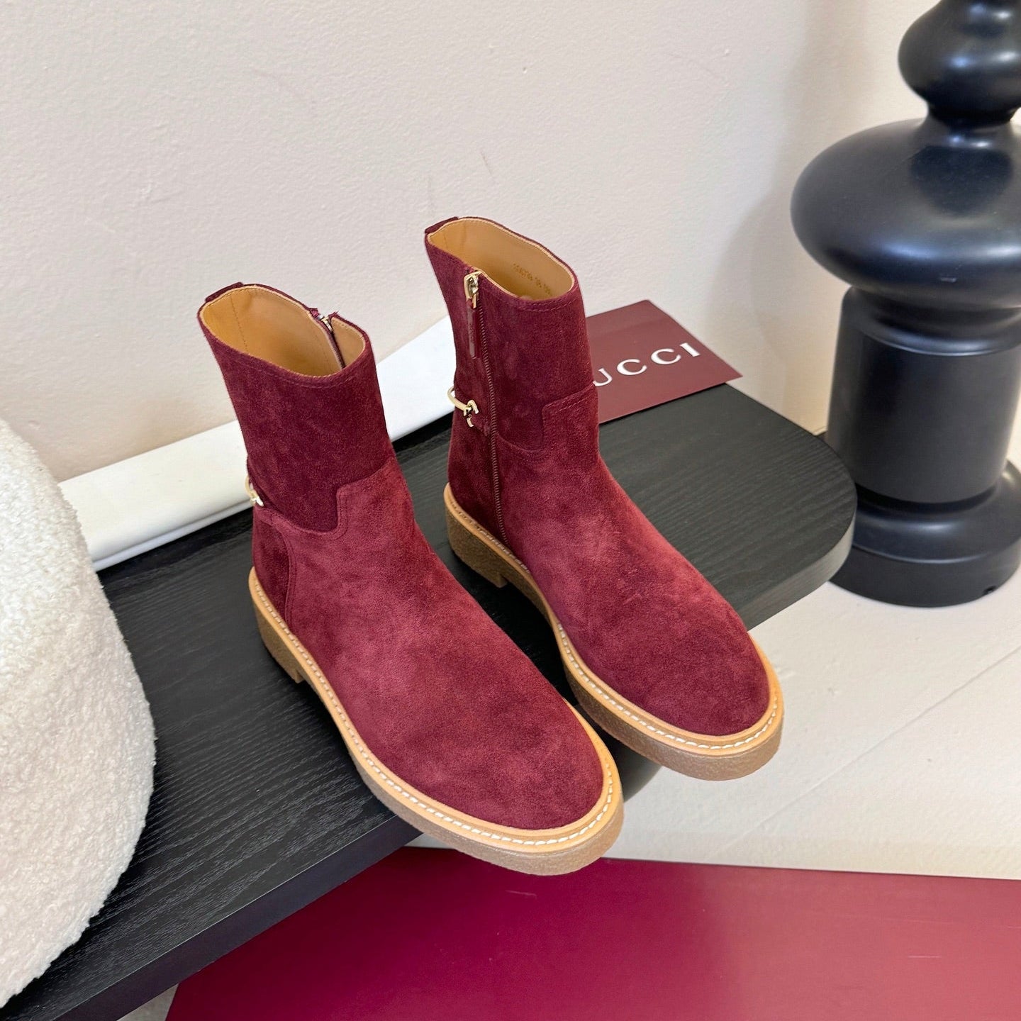 GUC* 25SS mercerized suede ankle boots