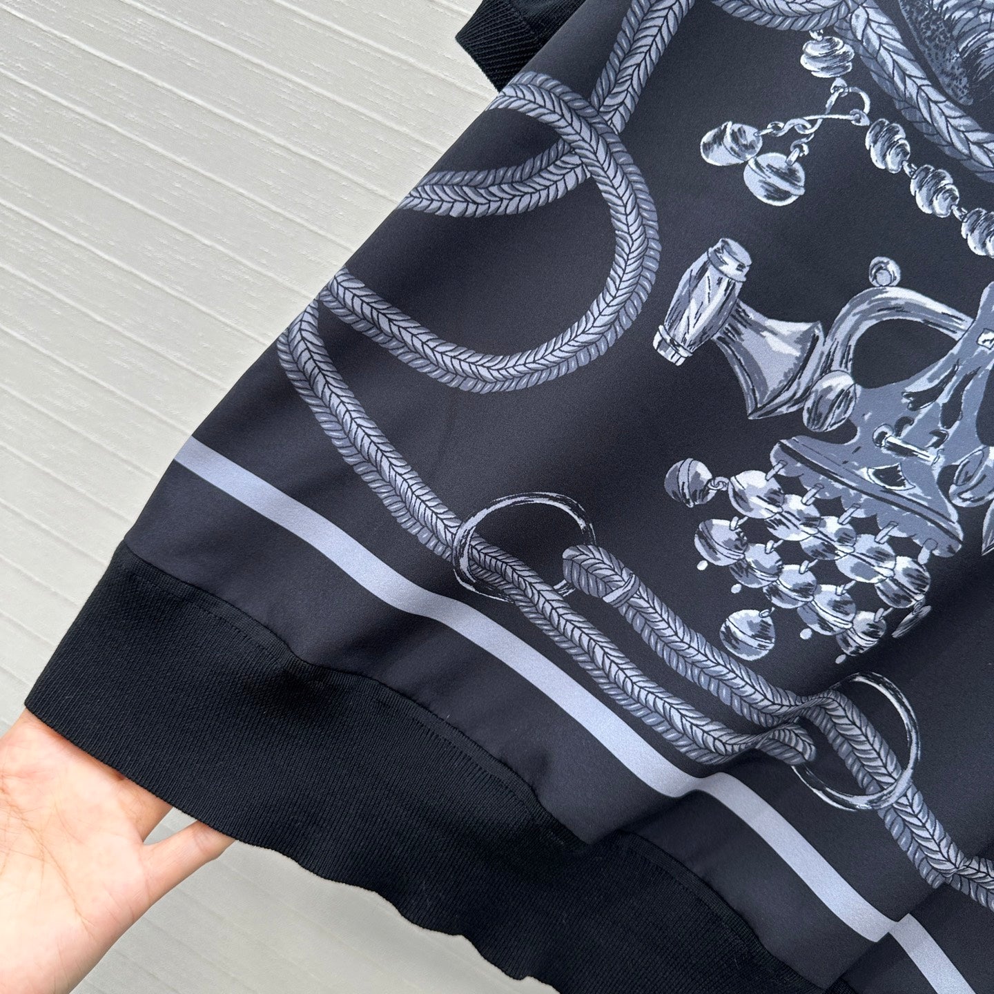 Hermès 2026 New Collection Saddle Print Patchwork Knit Top