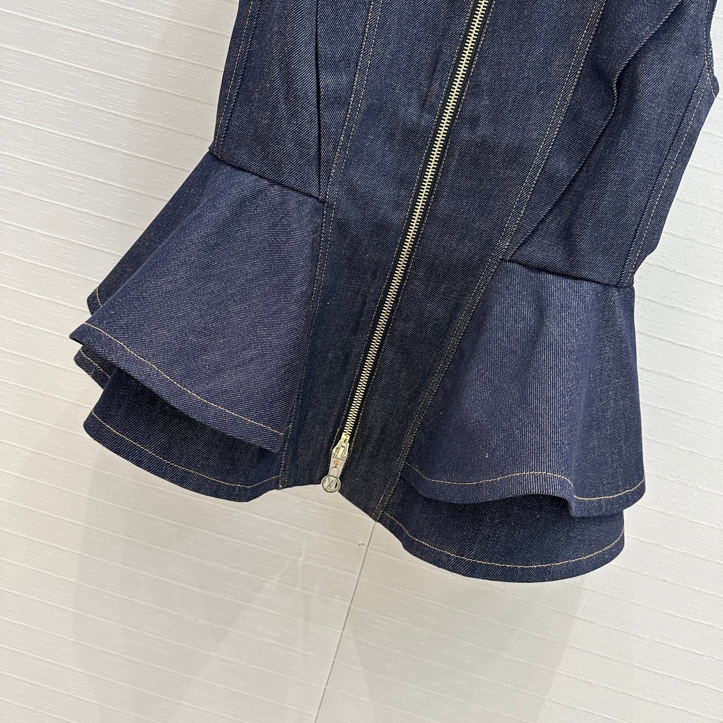 Louis Vuitton Ruffled Denim Vest Jacket