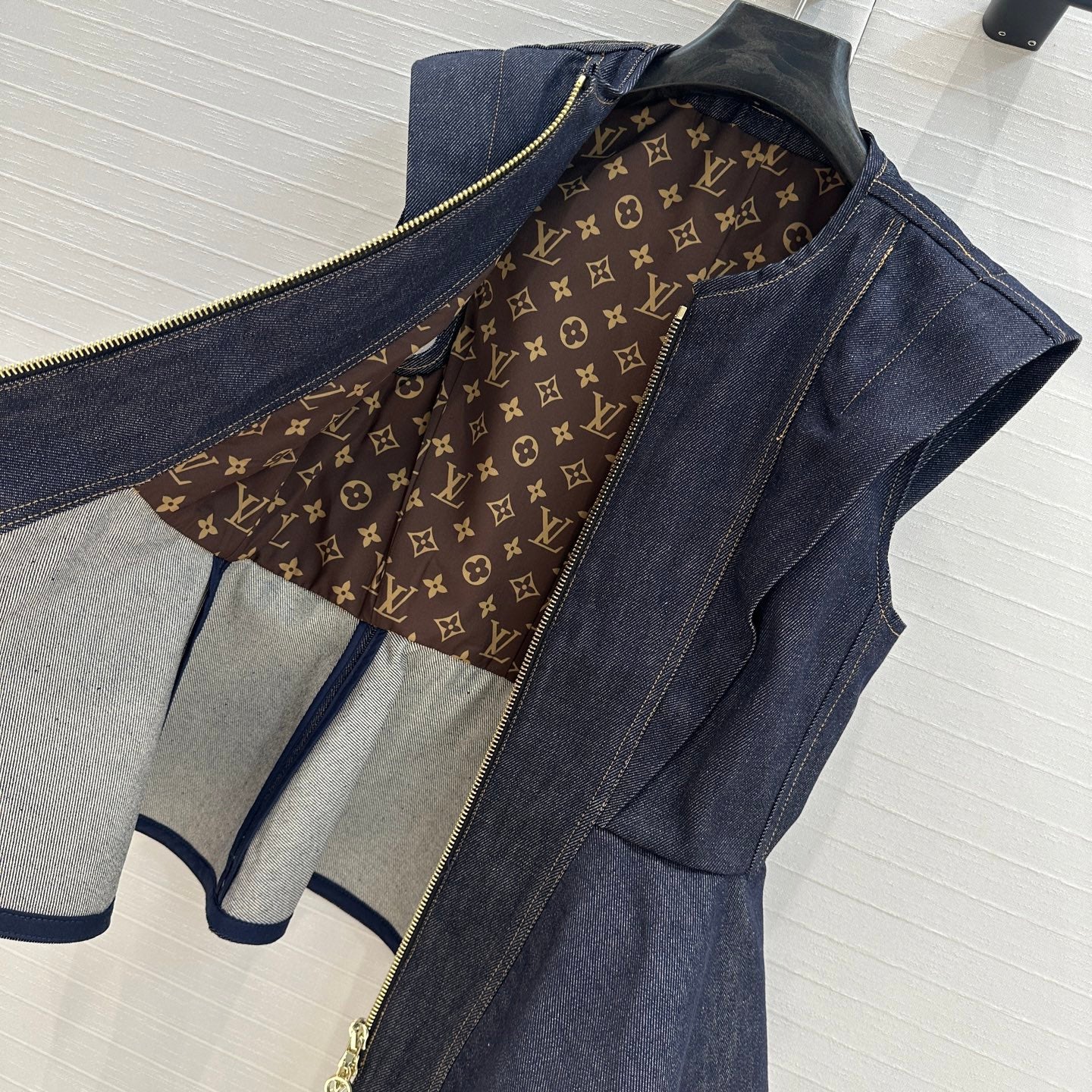 Louis Vuitton Ruffled Denim Vest Jacket