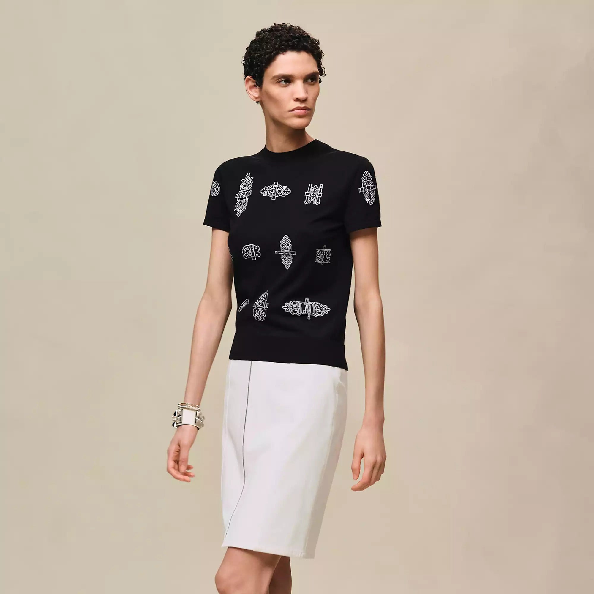 Hermès 26 Jacquard Short-Sleeved Knit Shirt