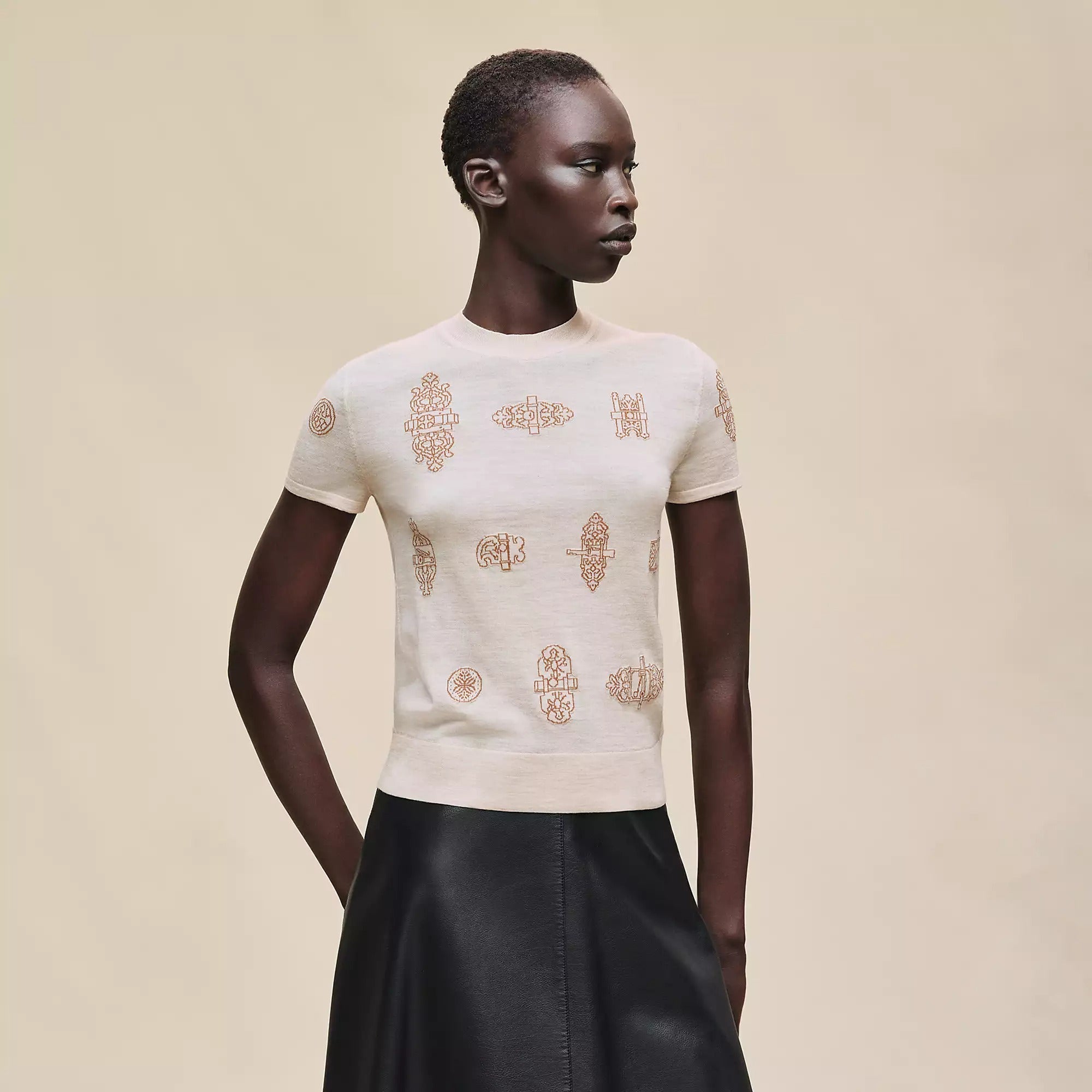 Hermès 26 Jacquard Short-Sleeved Knit Shirt